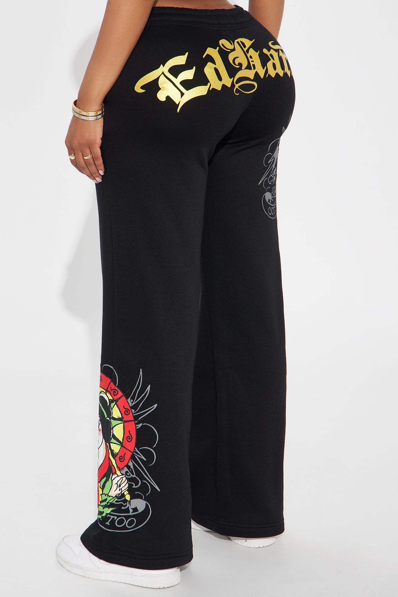 Ed Hardy Lady Flower Wide Leg Pant - Black - Image 3