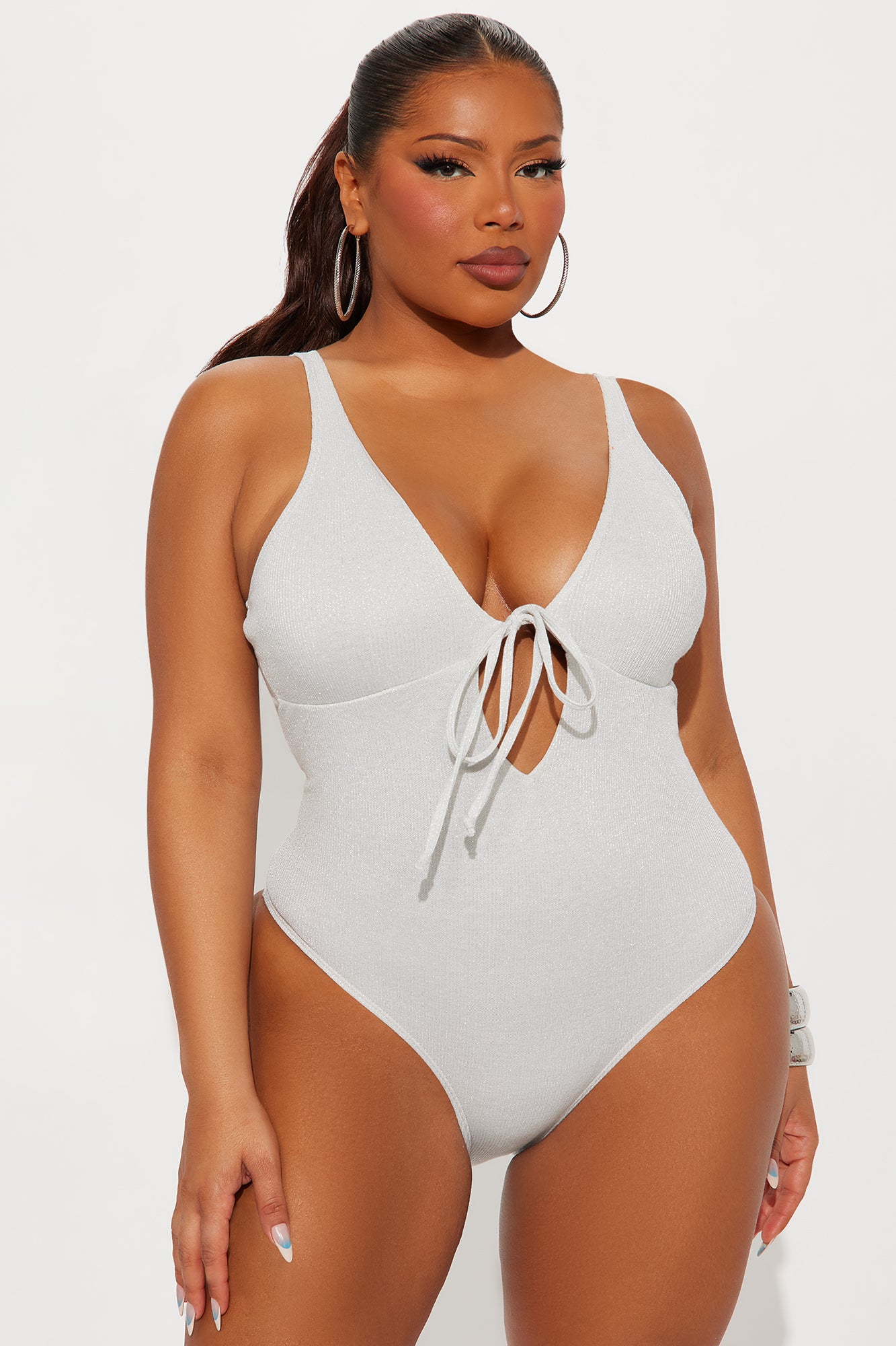 Saltwater Therapy Waffle Texture Cutout 1 Piece Swimsuit - Ivory - Image 5
