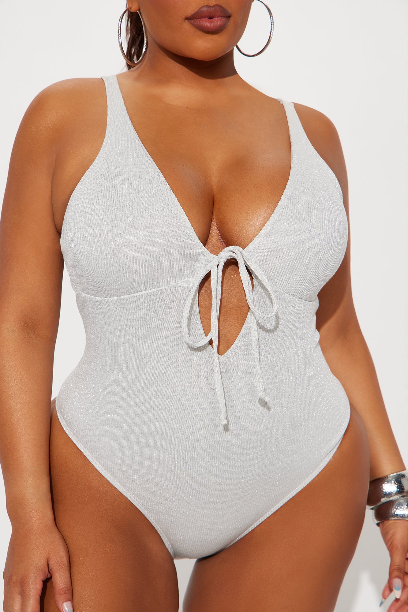 Saltwater Therapy Waffle Texture Cutout 1 Piece Swimsuit - Ivory - Image 6