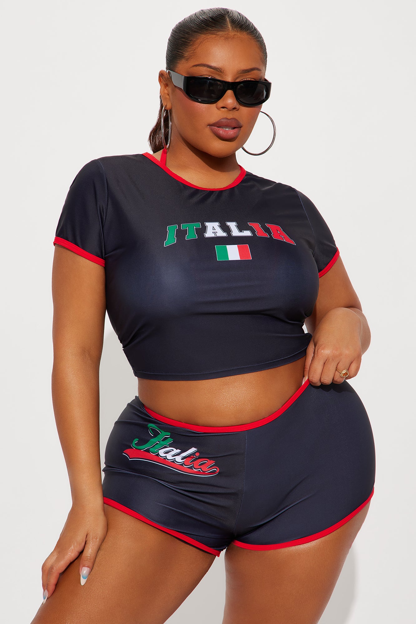 Italia Getaway Crop Top & Boyshort 4 Piece Bikini Set - Black/combo - Image 7