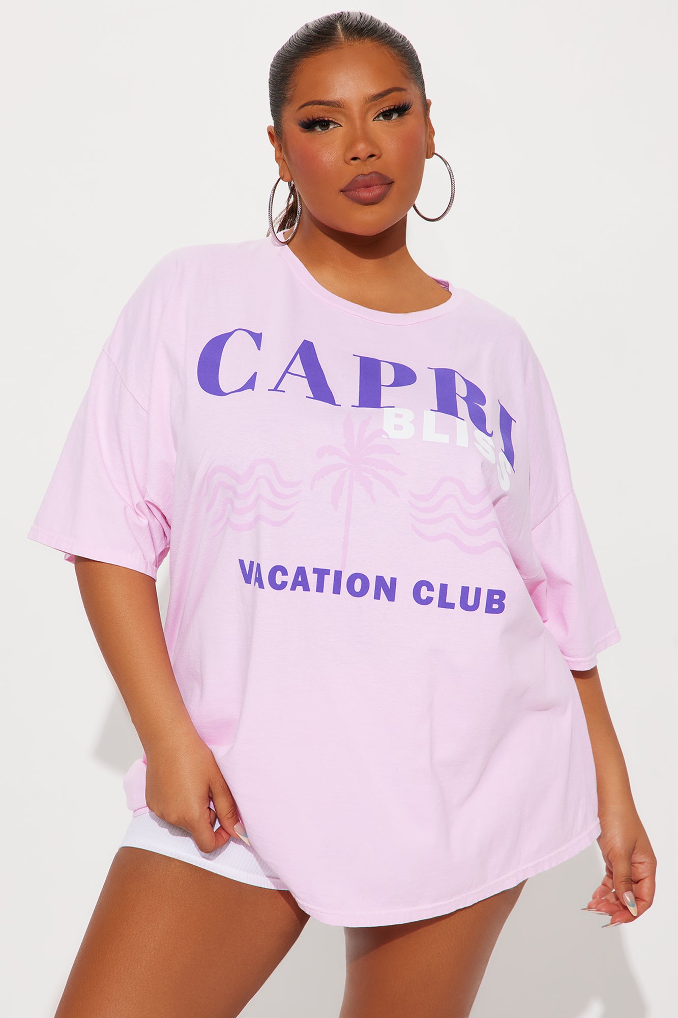 Capri Club Washed Oversized Tee - Pink - Image 4