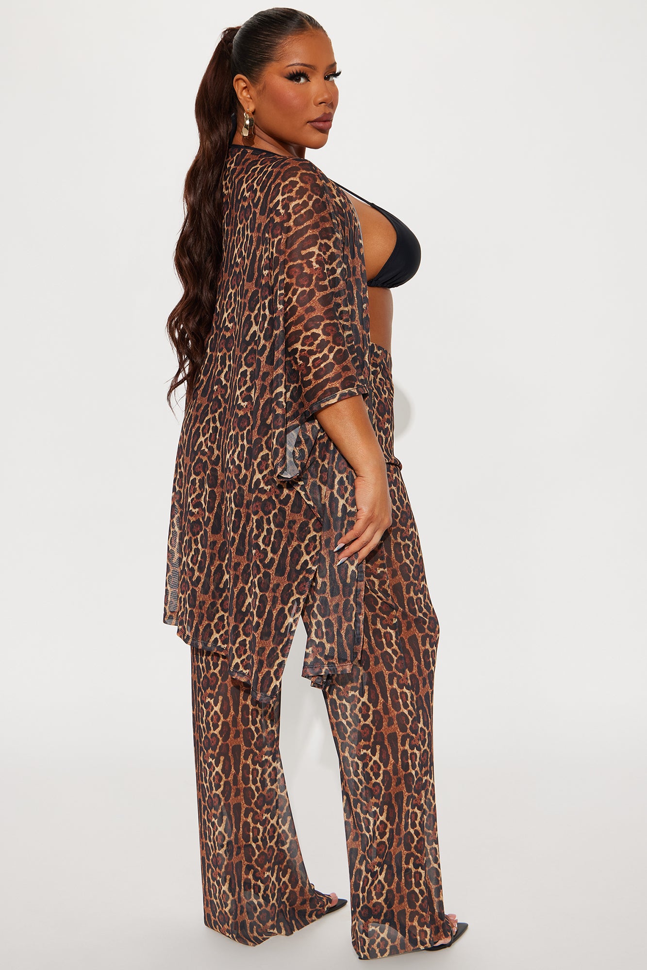 Maui Mix And Match Mesh Cover Up Kimono - Brown/combo - Image 6