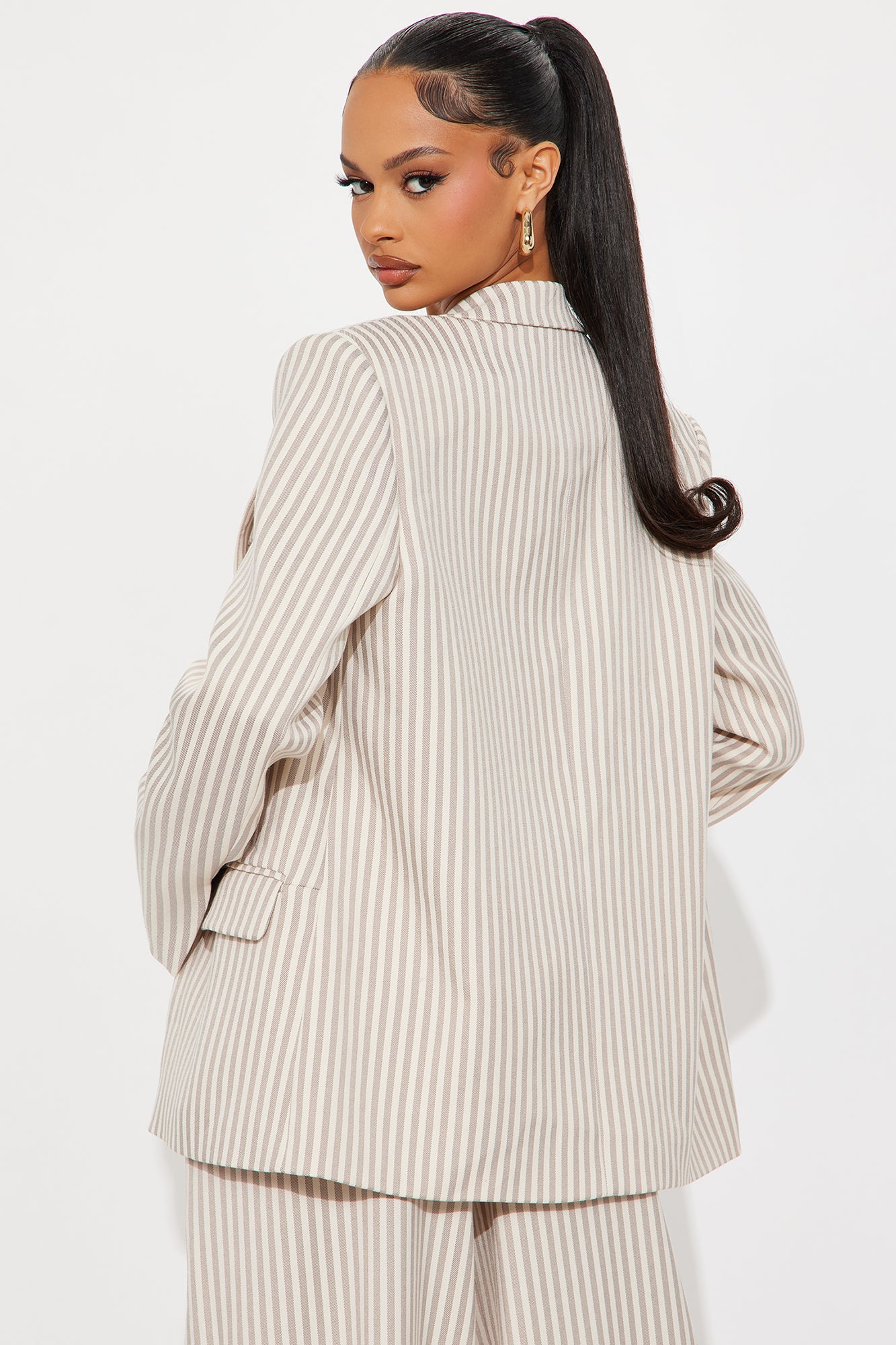 Nara Twill Striped Blazer - Tan/Multi - Image 4