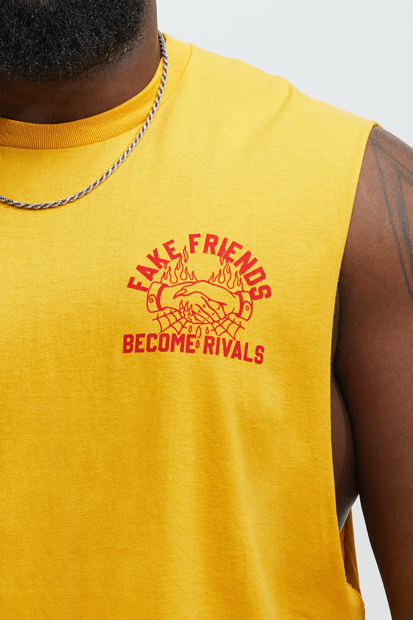 Fake Friends Muscle Tee - Gold - Image 5