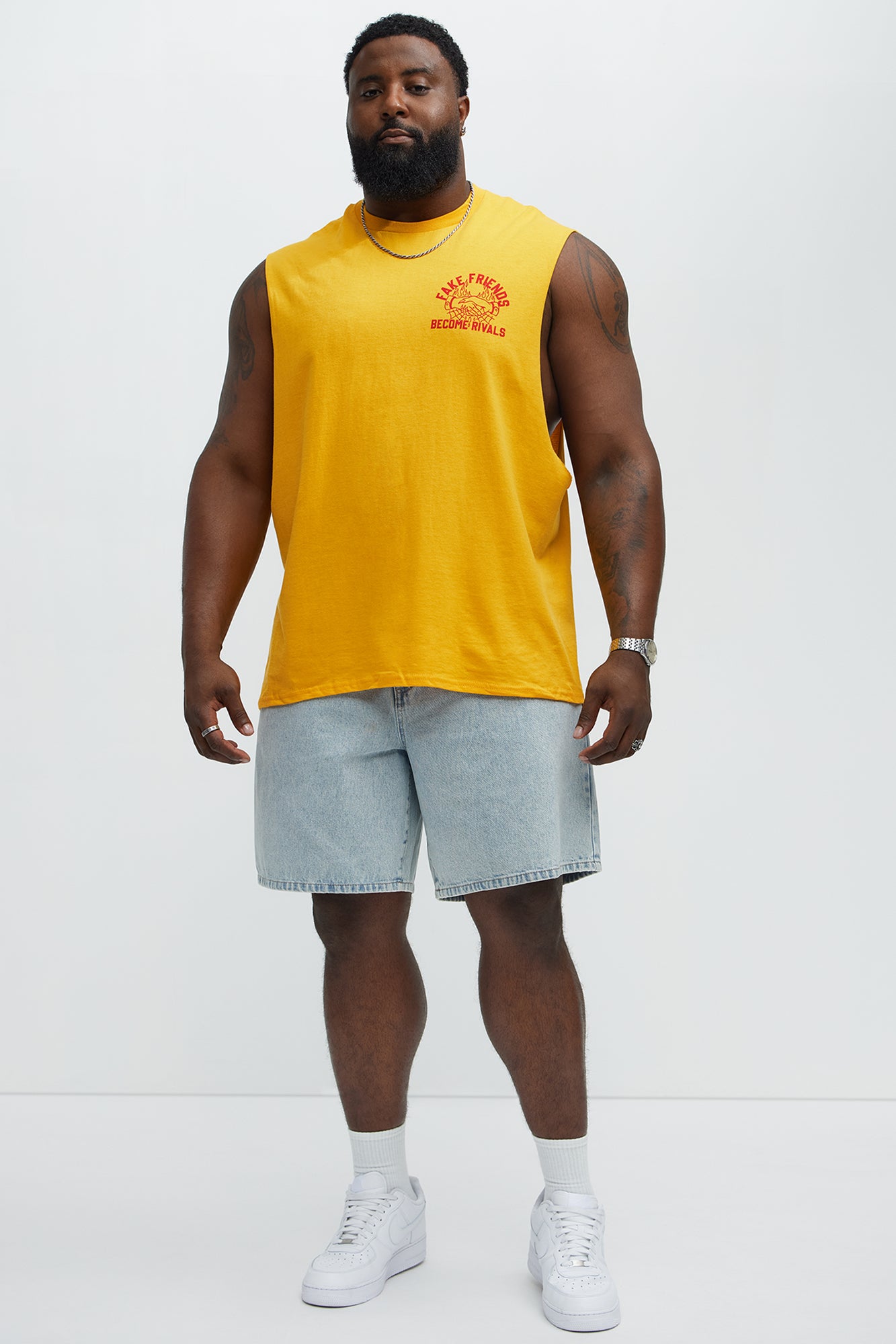 Fake Friends Muscle Tee - Gold - Image 8