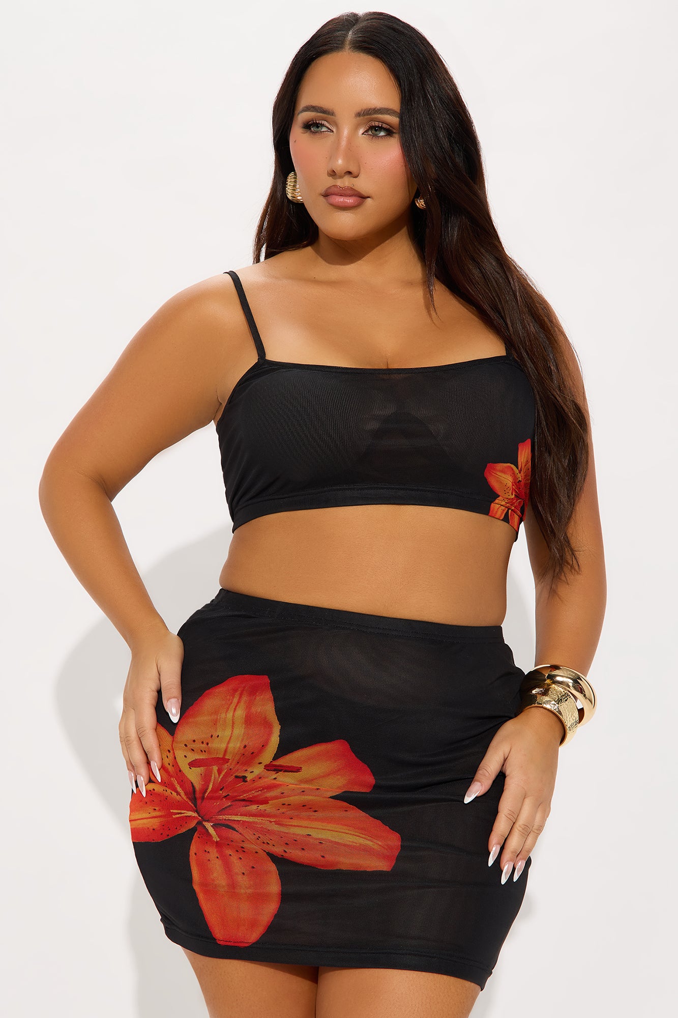 Hibiscus Heat Mesh Skirt Set - Black/combo - Image 5