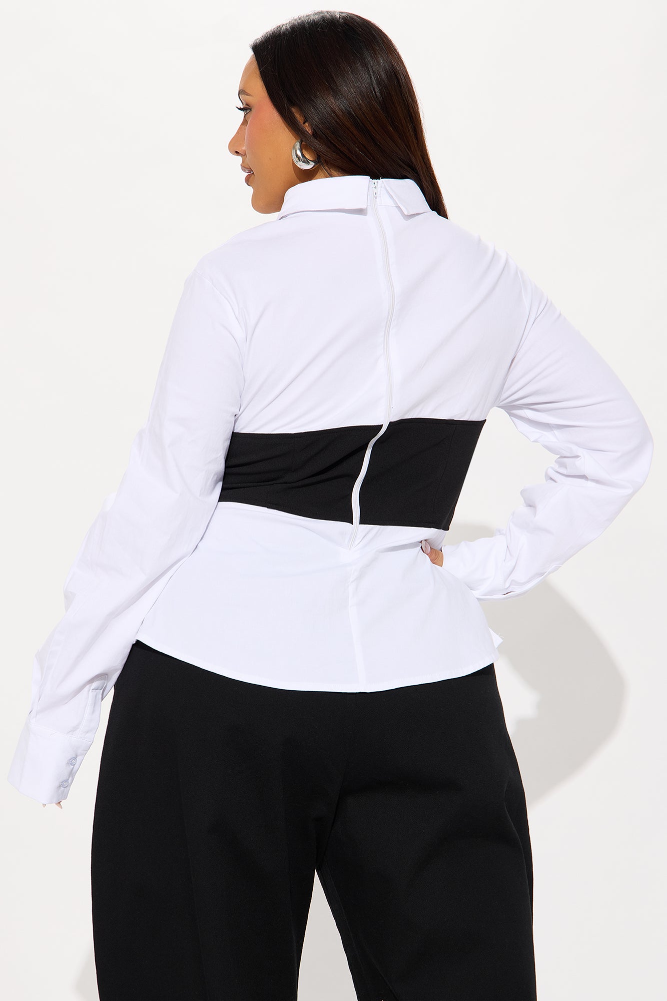 Vera Poplin Shirt - White/Black - Image 6