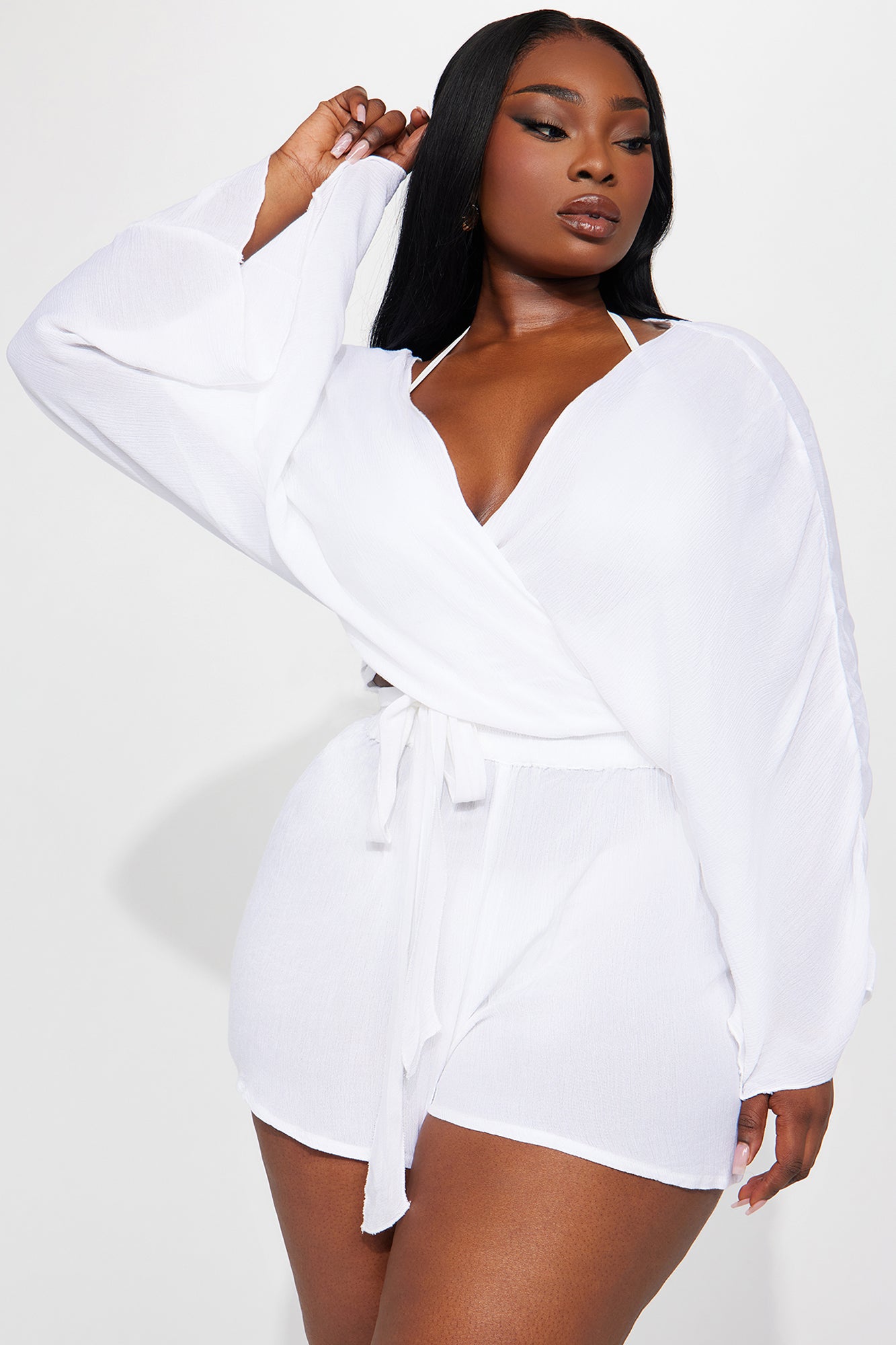 Breezy Nights Linen 2 Piece Cover Up - White - Image 4