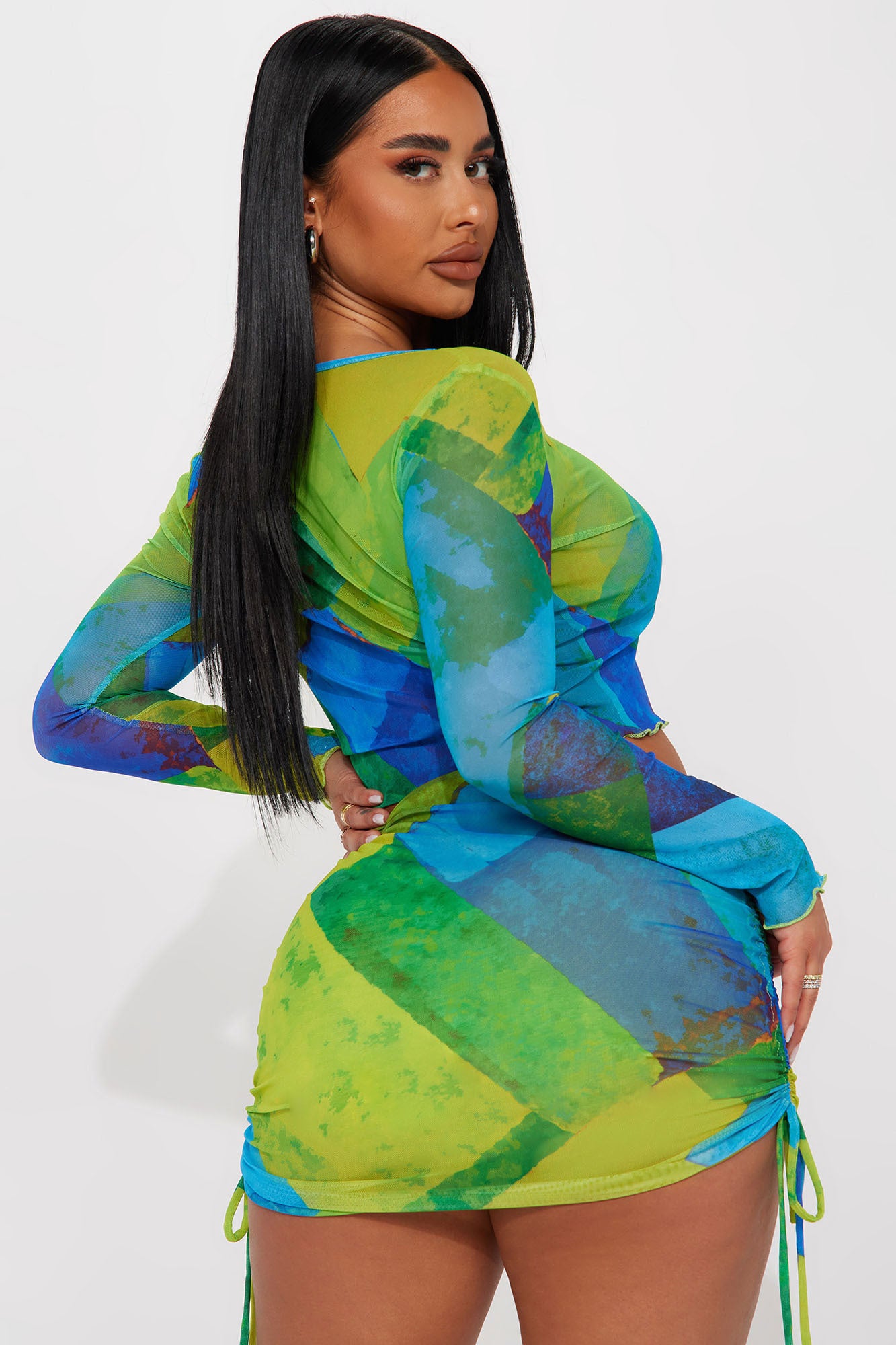 Be Different Mesh Skirt Set - Aqua/Combo - Image 3
