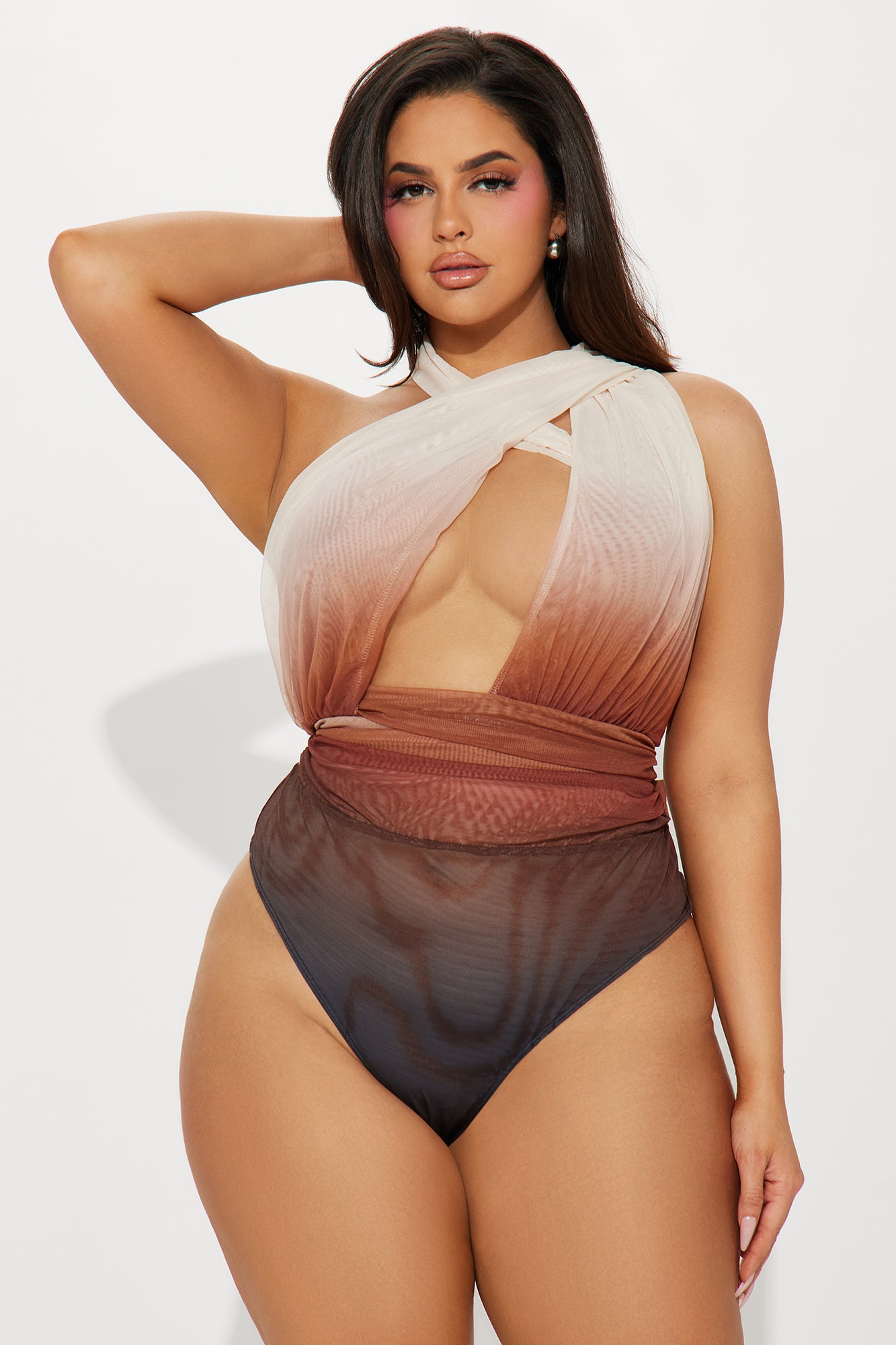 Booking Flights Mesh Bodysuit - Brown/combo - Image 5