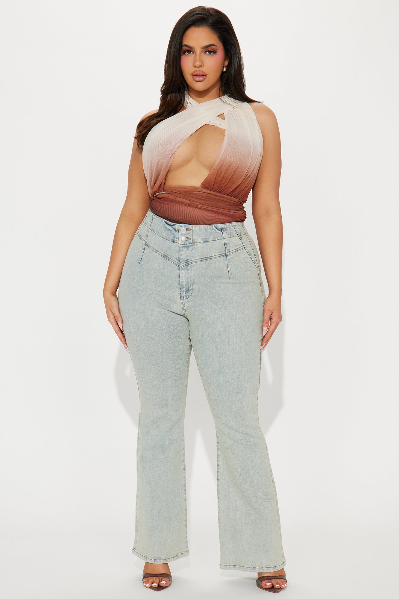 Booking Flights Mesh Bodysuit - Brown/combo - Image 6