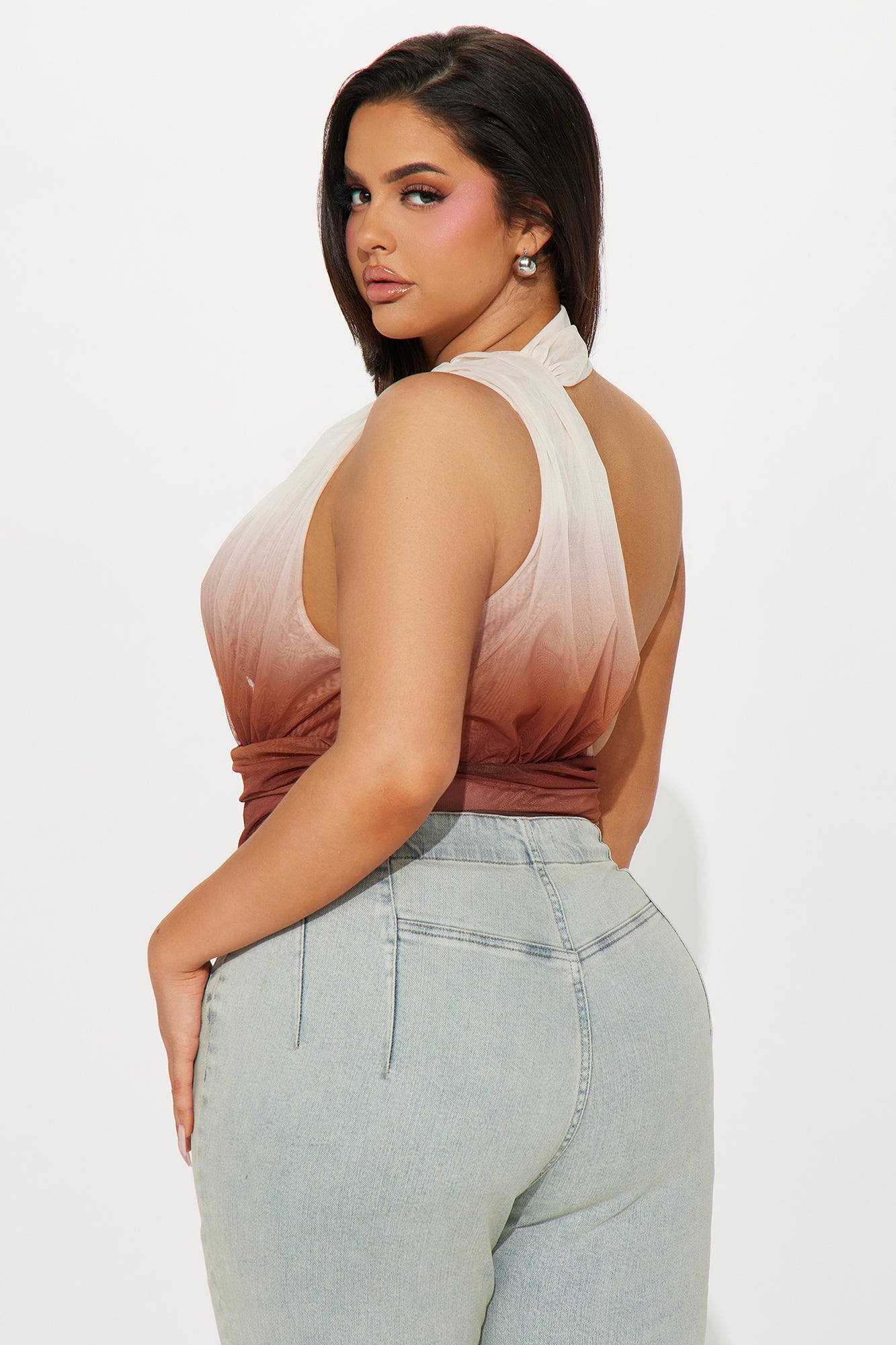 Booking Flights Mesh Bodysuit - Brown/combo - Image 8