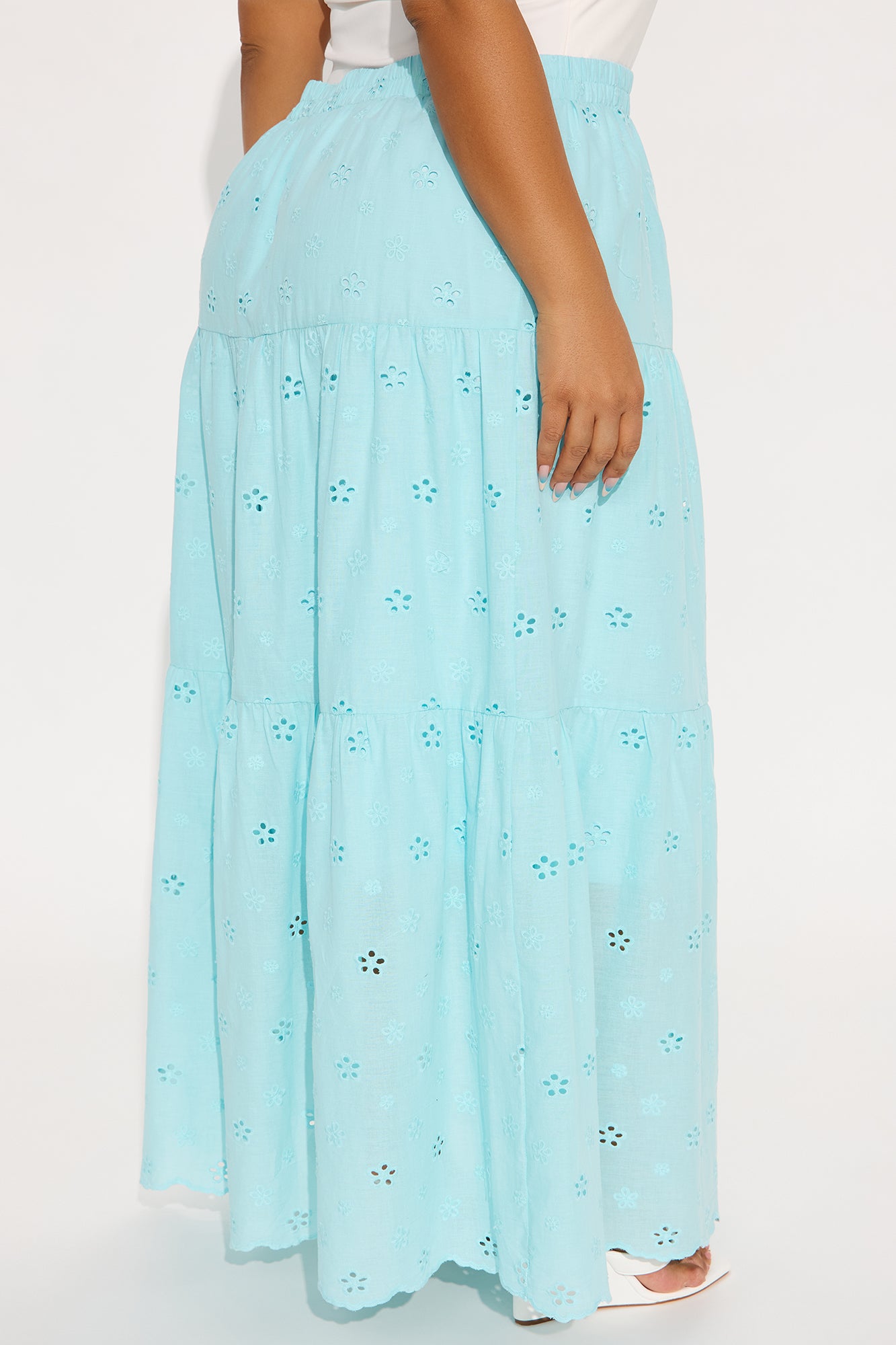 Peyton Eyelet Tiered Maxi Skirt - Blue - Image 6