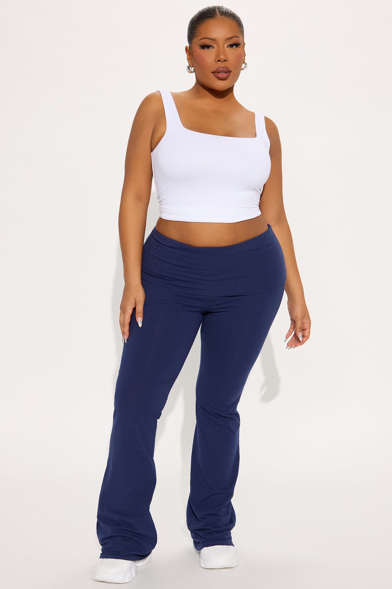 Adriana Foldover Flare Pant - Navy - Image 4