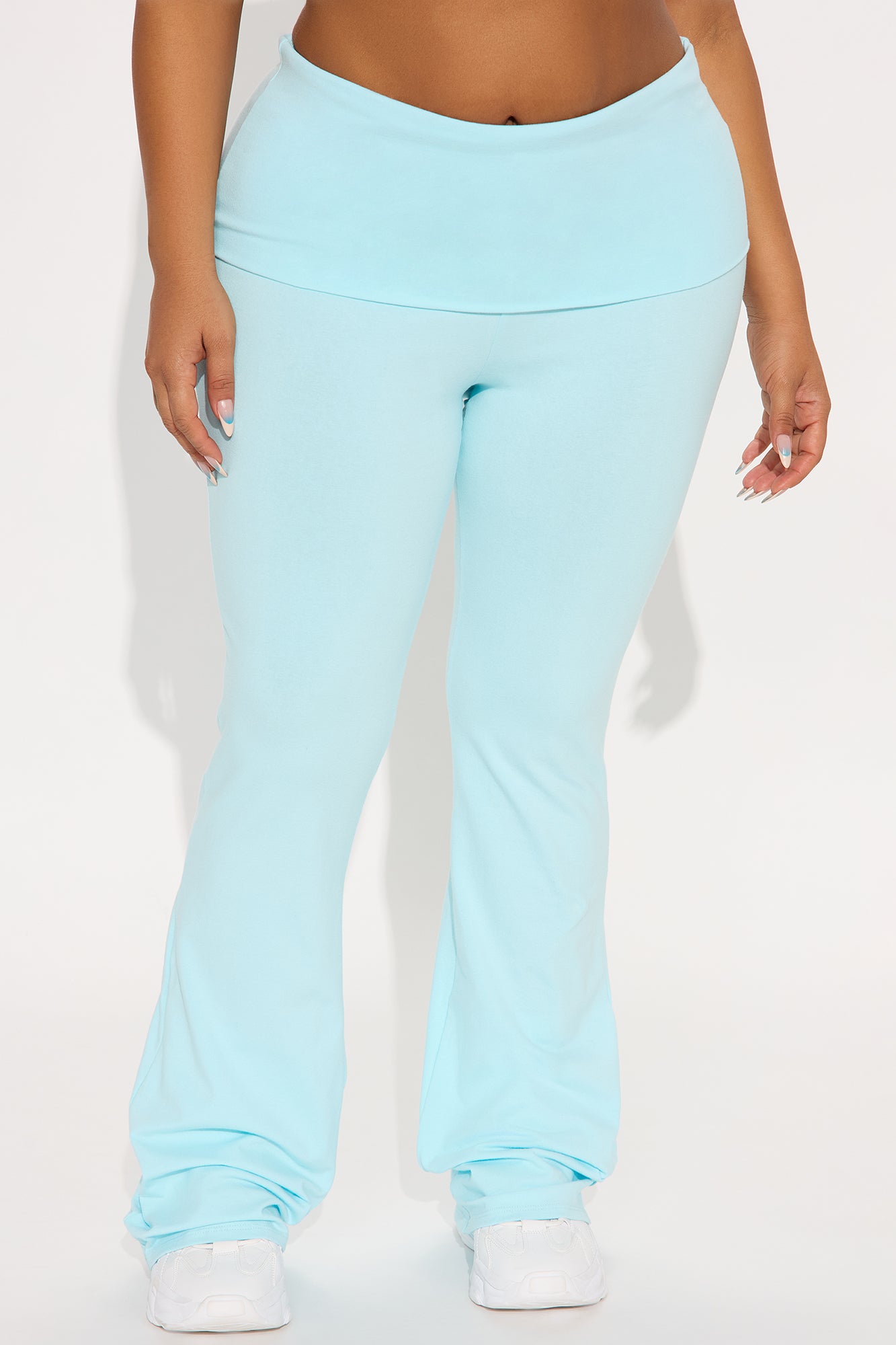 Adriana Foldover Flare Pant - Light Blue - Image 5