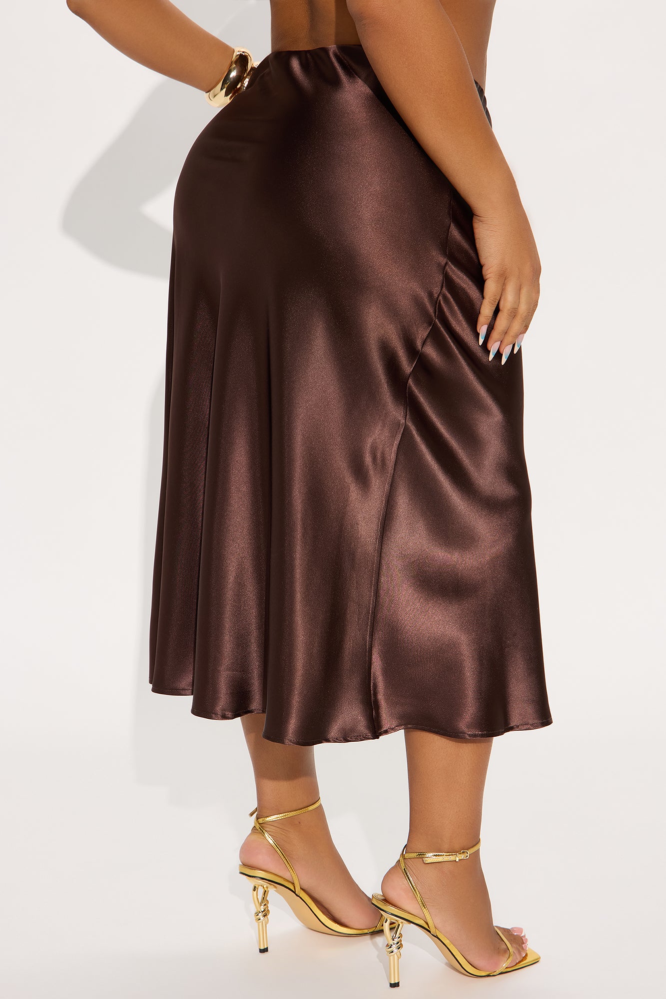 Finer Things Satin Midi Skirt - Chocolate - Image 6