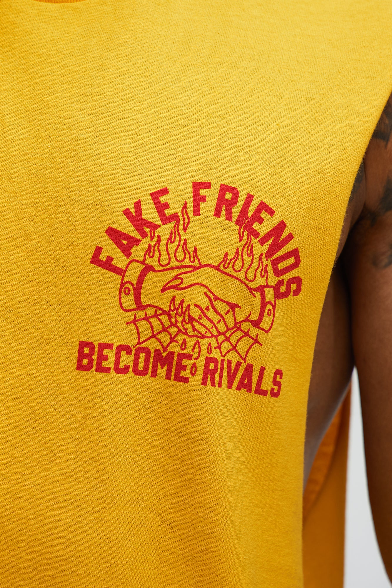 Fake Friends Muscle Tee - Gold - Image 4