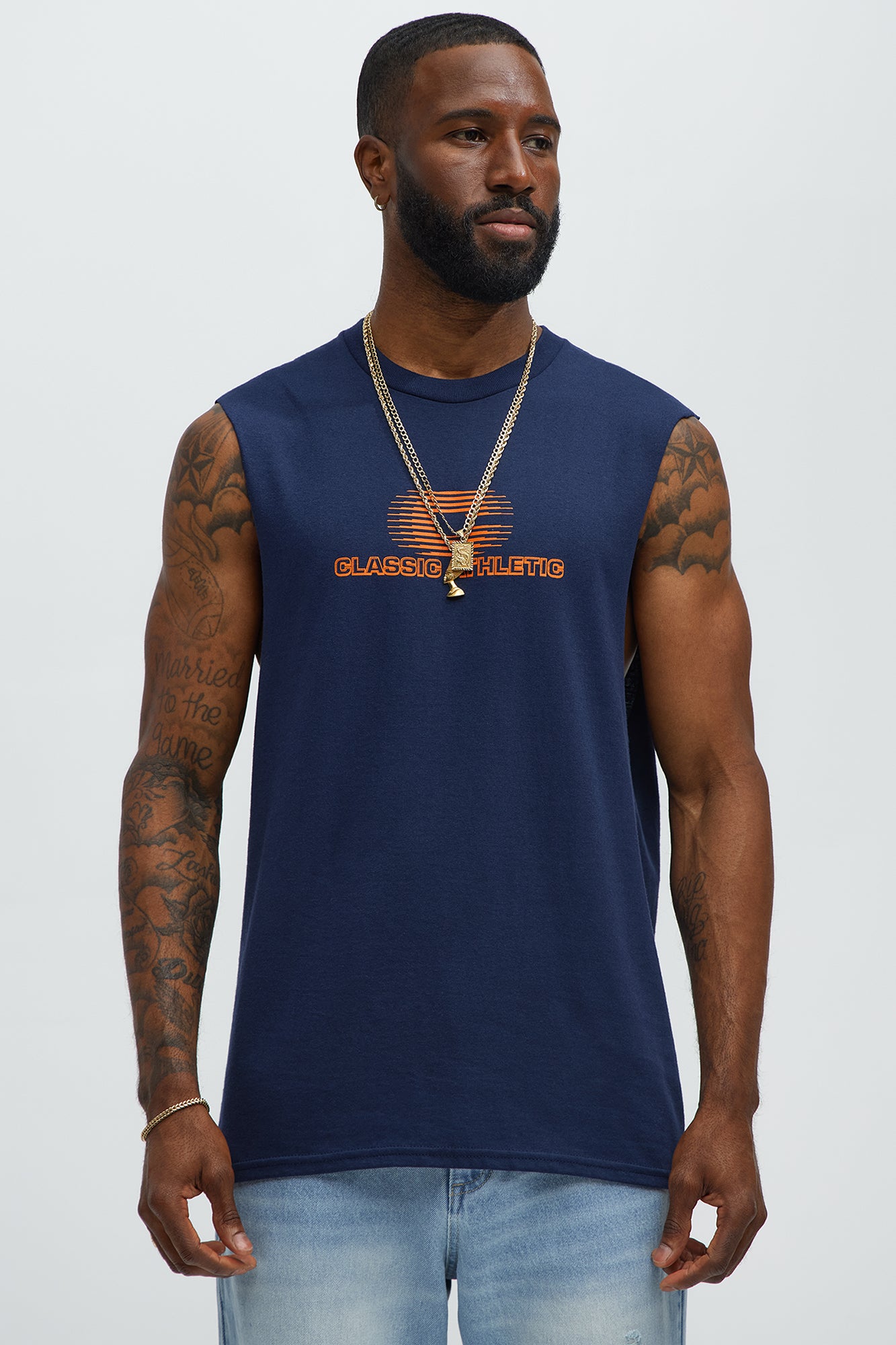 Classic Athletic Muscle Tee - Navy - Image 3