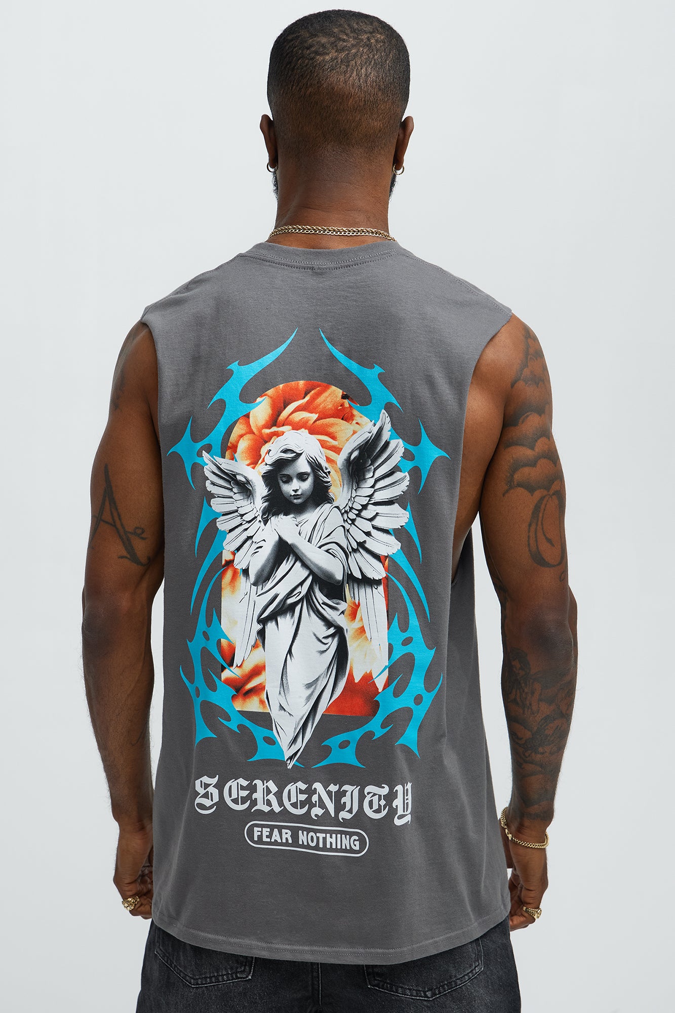 Serenity Fear Nothing Muscle Tee - Charcoal - Image 4
