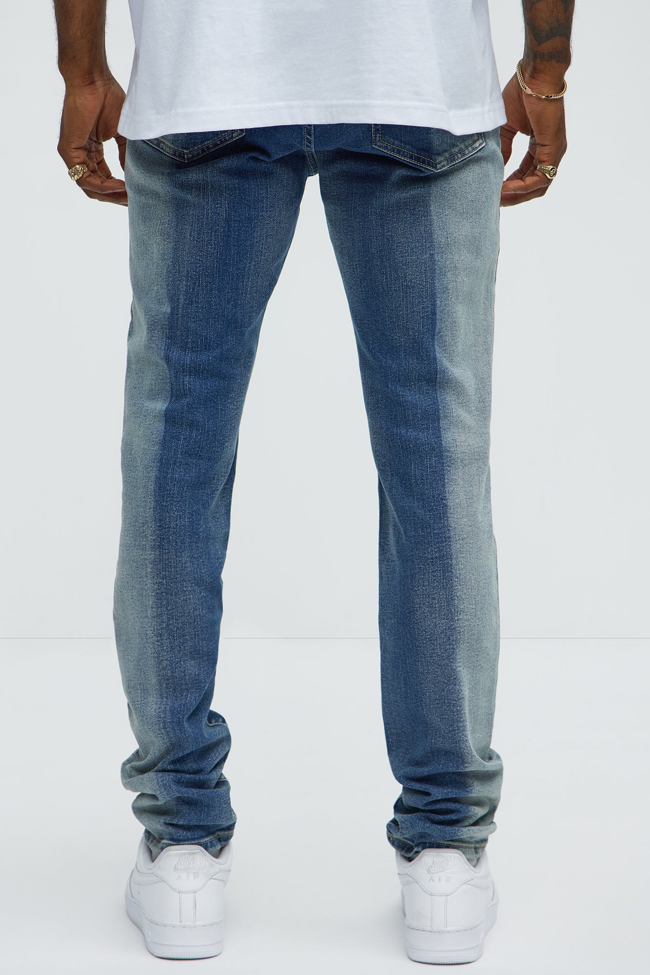 Split Shadow Stacked Skinny Jeans - Medium Wash - Image 4