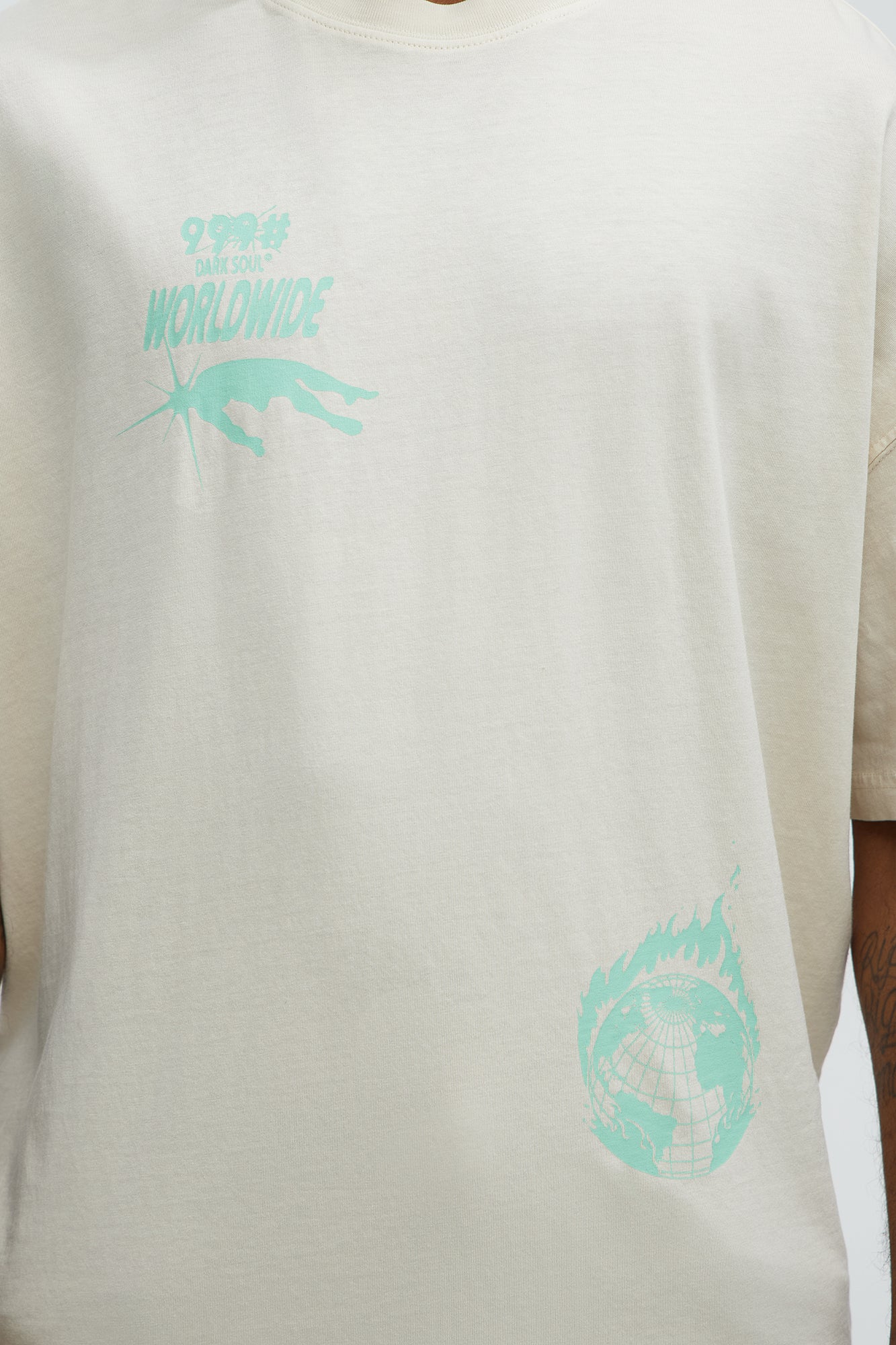 Brutalism Oversized Short Sleeve Tee - Cream - Image 3