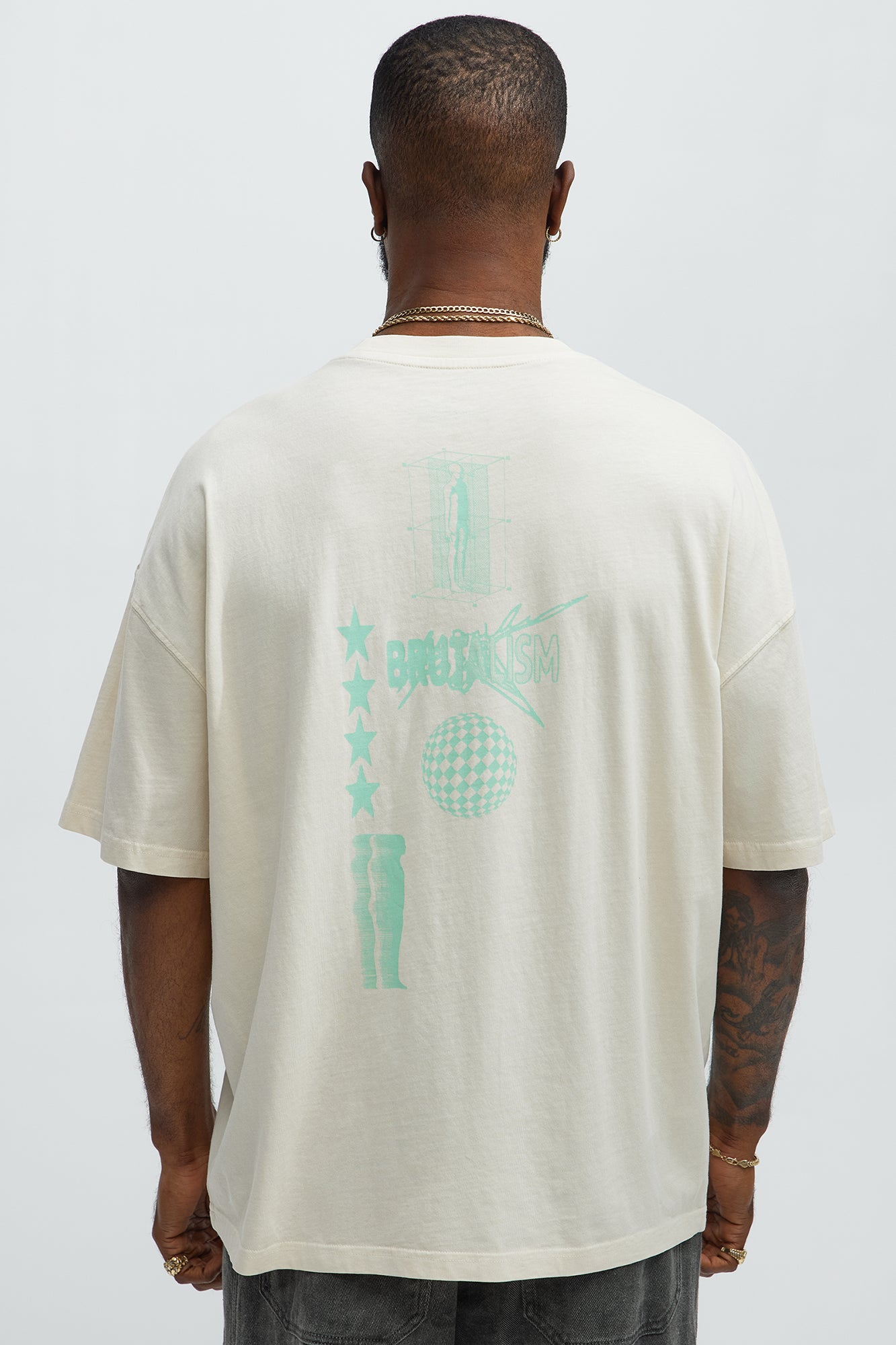 Brutalism Oversized Short Sleeve Tee - Cream - Image 4