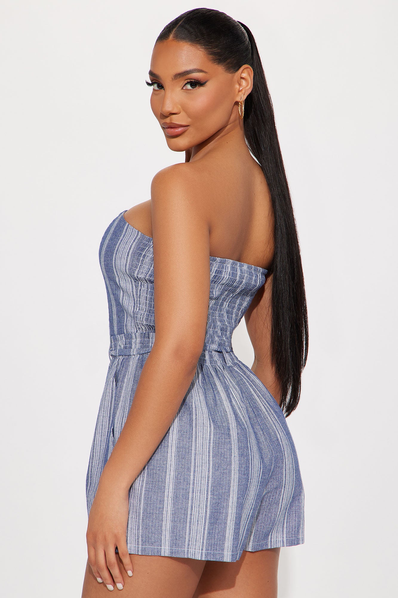 One Last Try Linen Romper - Blue - Image 3