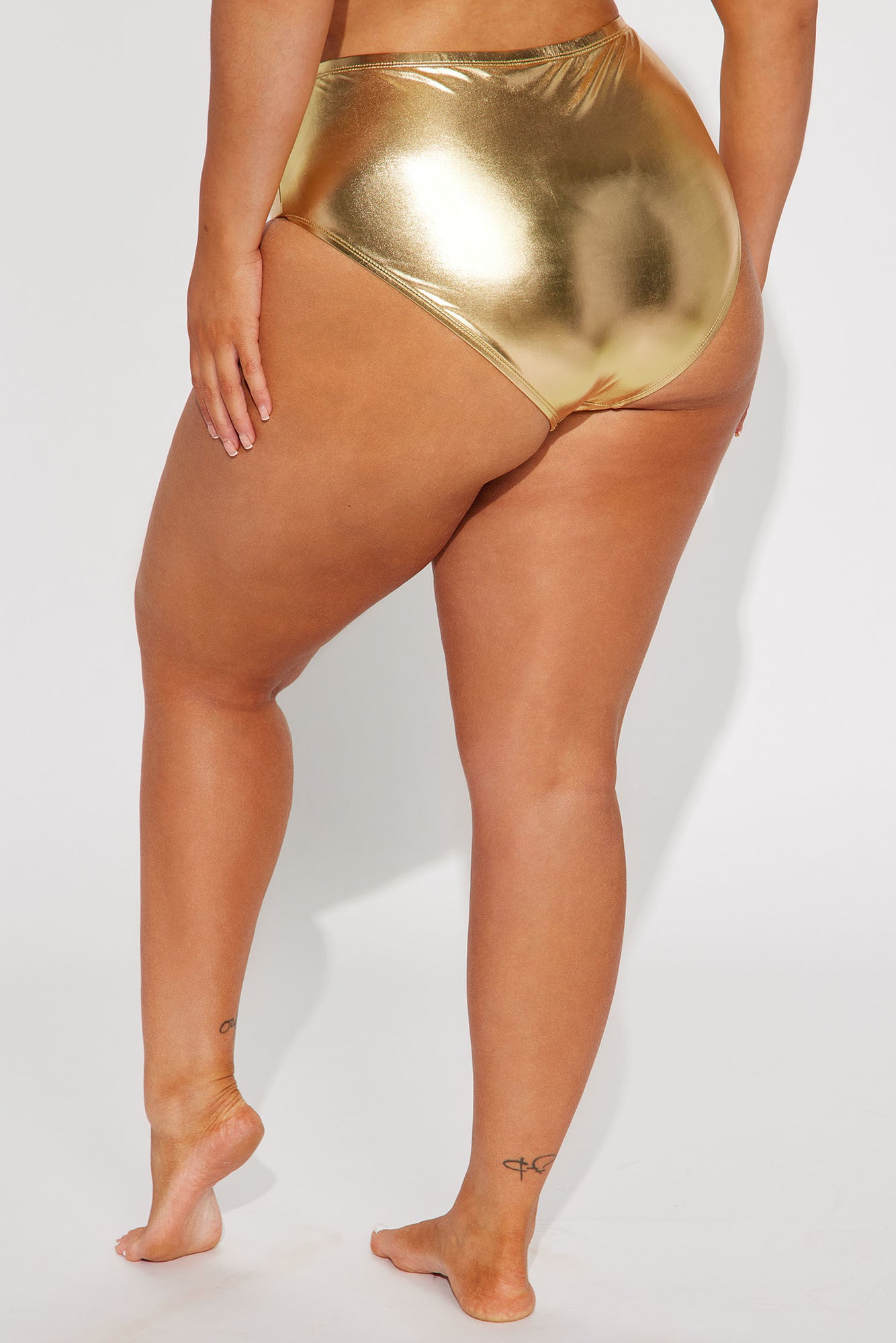 Maui Mix And Match Metallic High Rise Bikini Bottom - Gold - Image 8