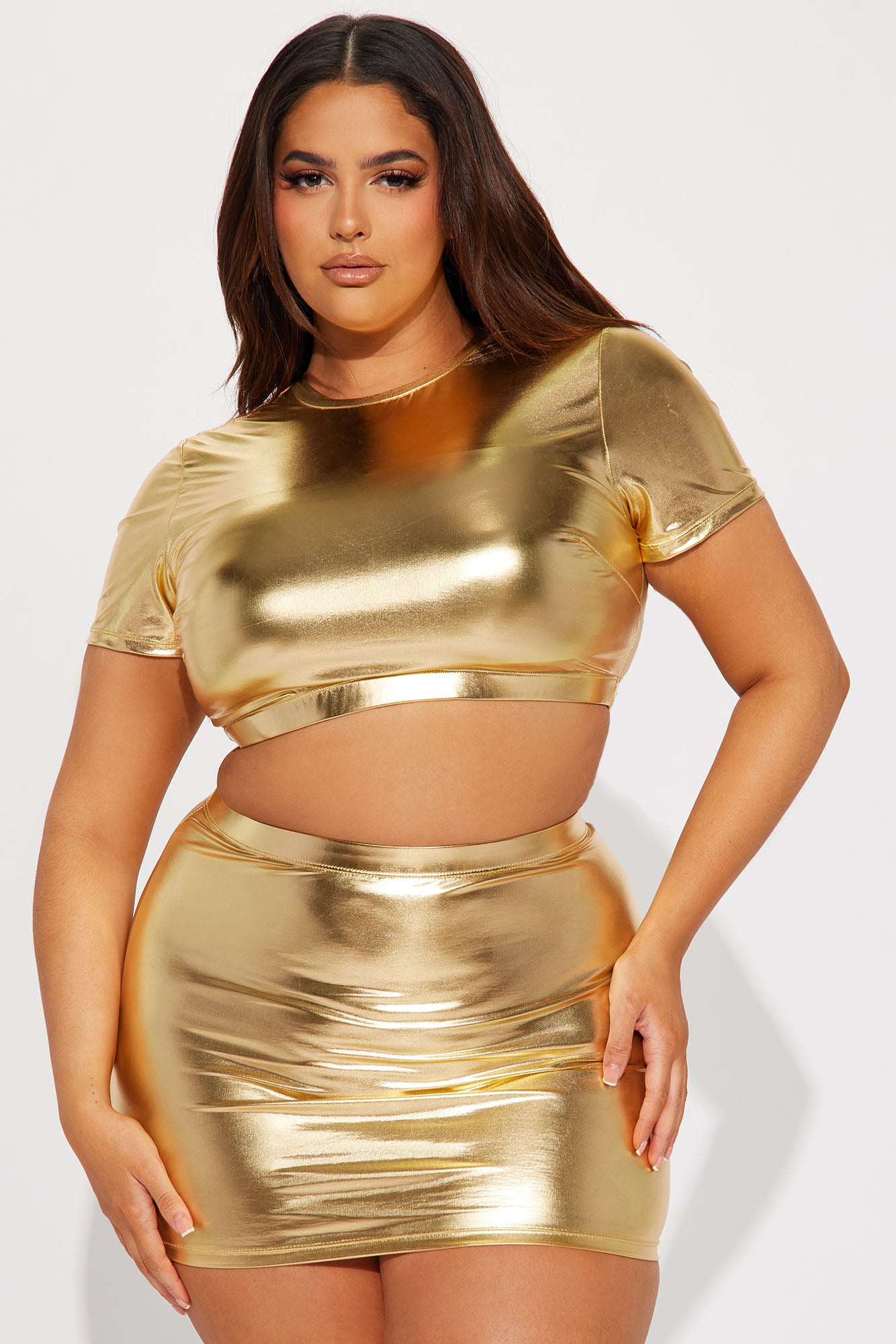 Maui Mix And Match Metallic Swim Skirt Bikini Bottom - Gold - Image 6