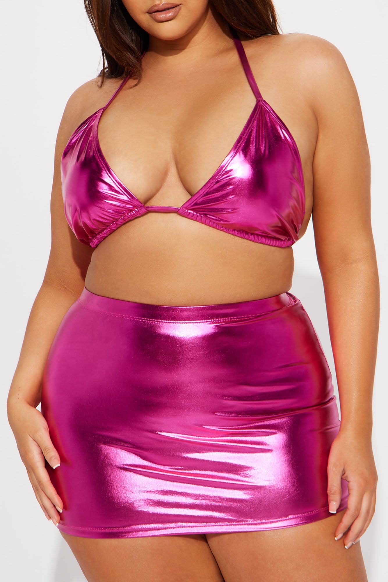 Maui Mix And Match Metallic Triangle Bikini Top - Pink - Image 9