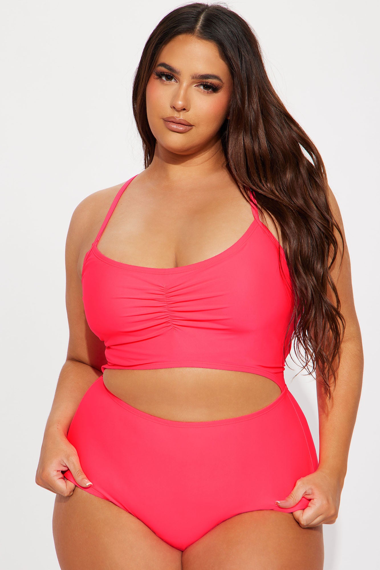 Anya Cut Out 1 Piece Swimsuit - Hot Pink - Image 4