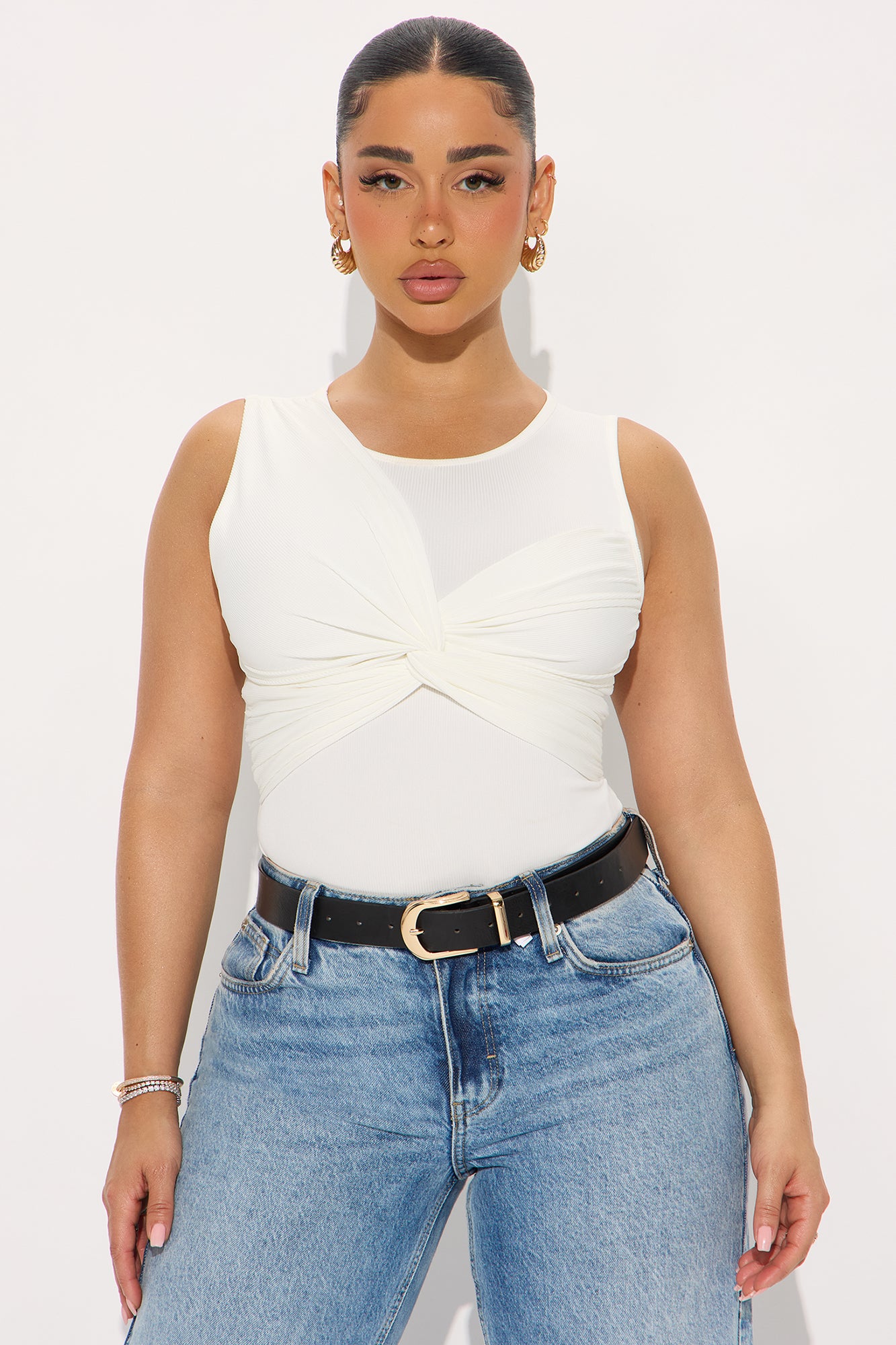 With A Twist Ribbed Bodysuit - Ivory - Image 3