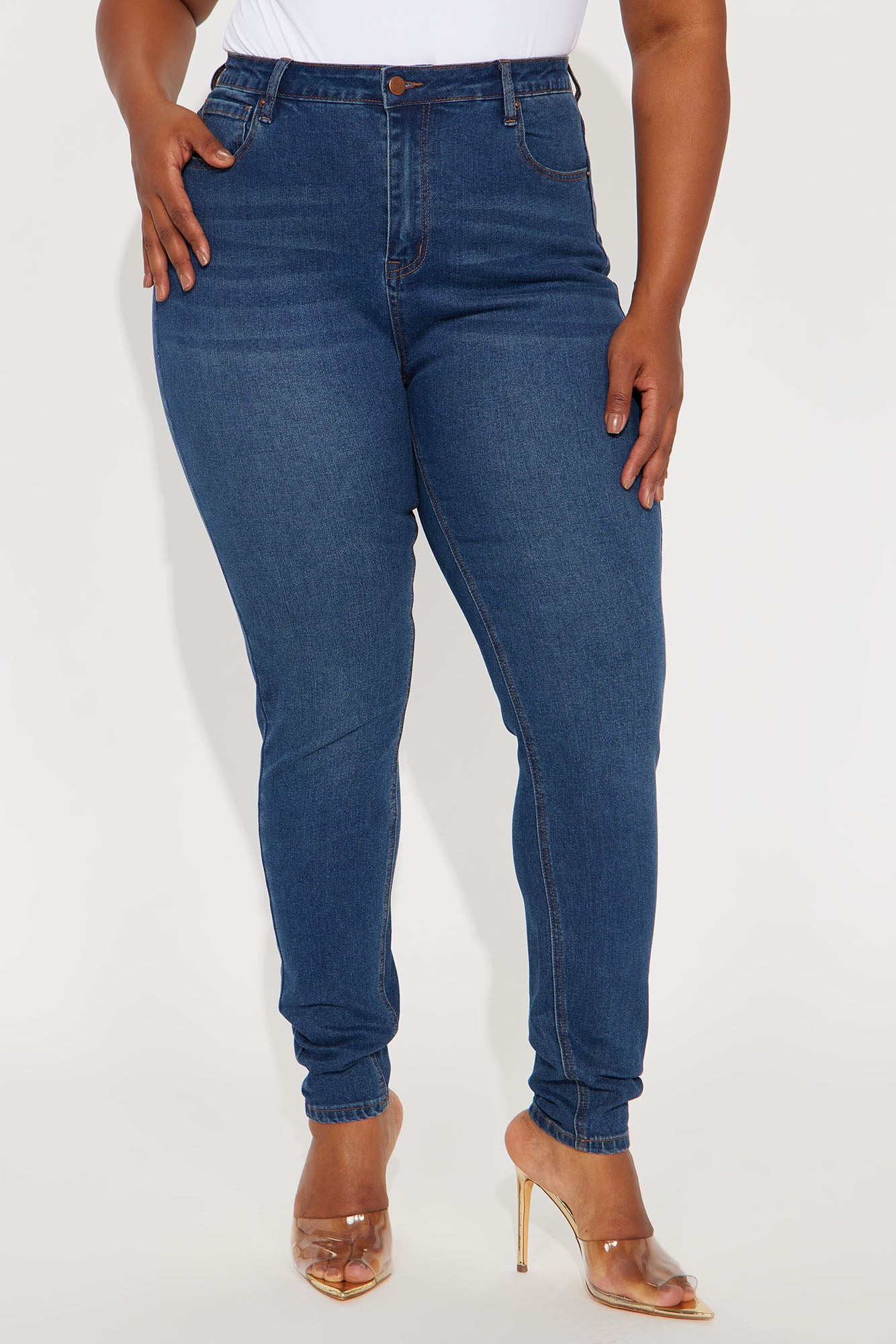 Tall Vibe Check Curvy Stretch Skinny Jeans - Dark Wash - Image 5