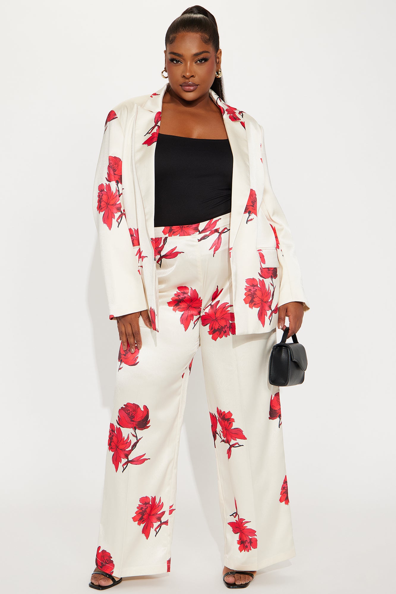 Karina Floral Blazer Pant Set - Red/combo - Image 4
