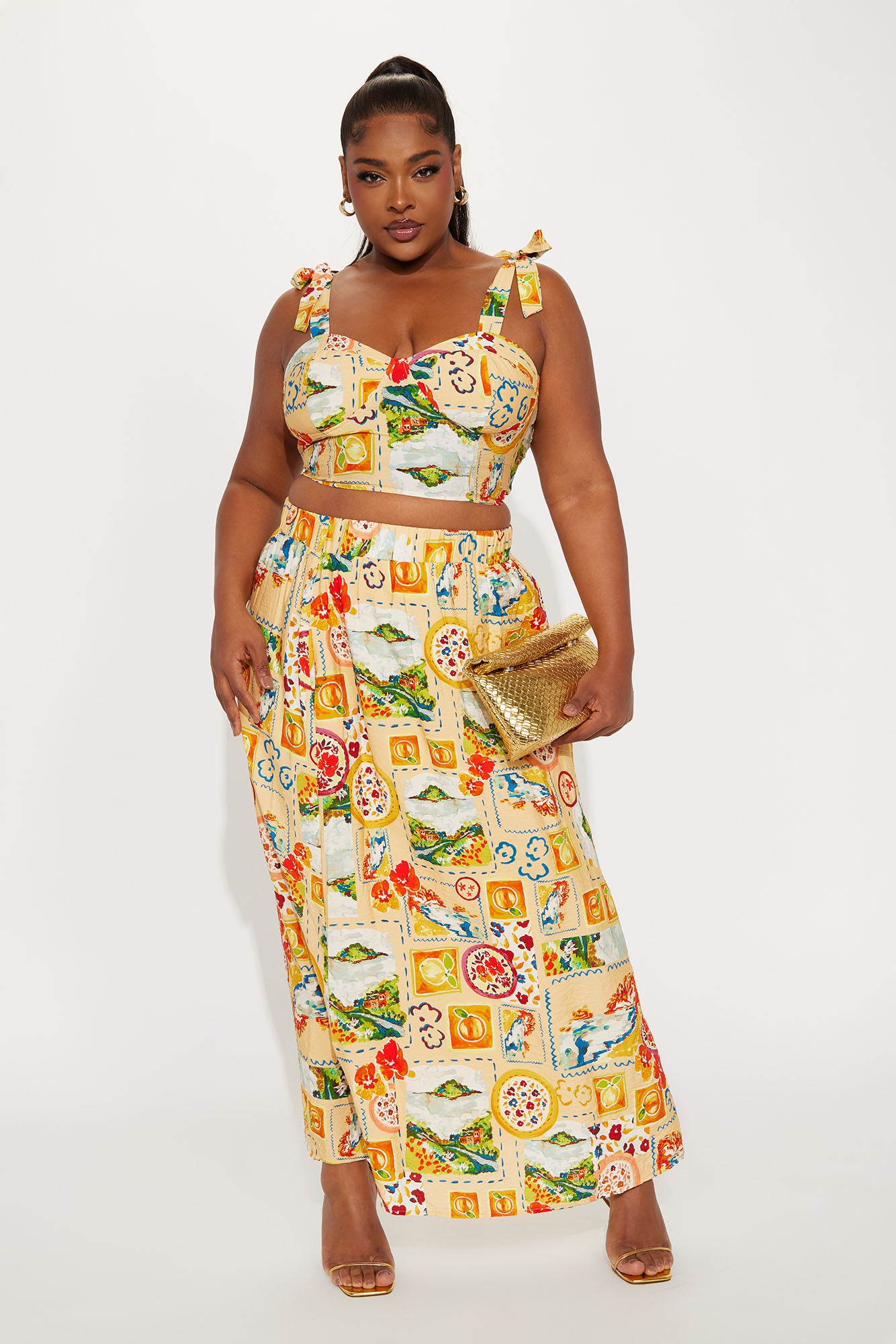 Summer In Italy Skirt Set - Yellow/combo - Image 4