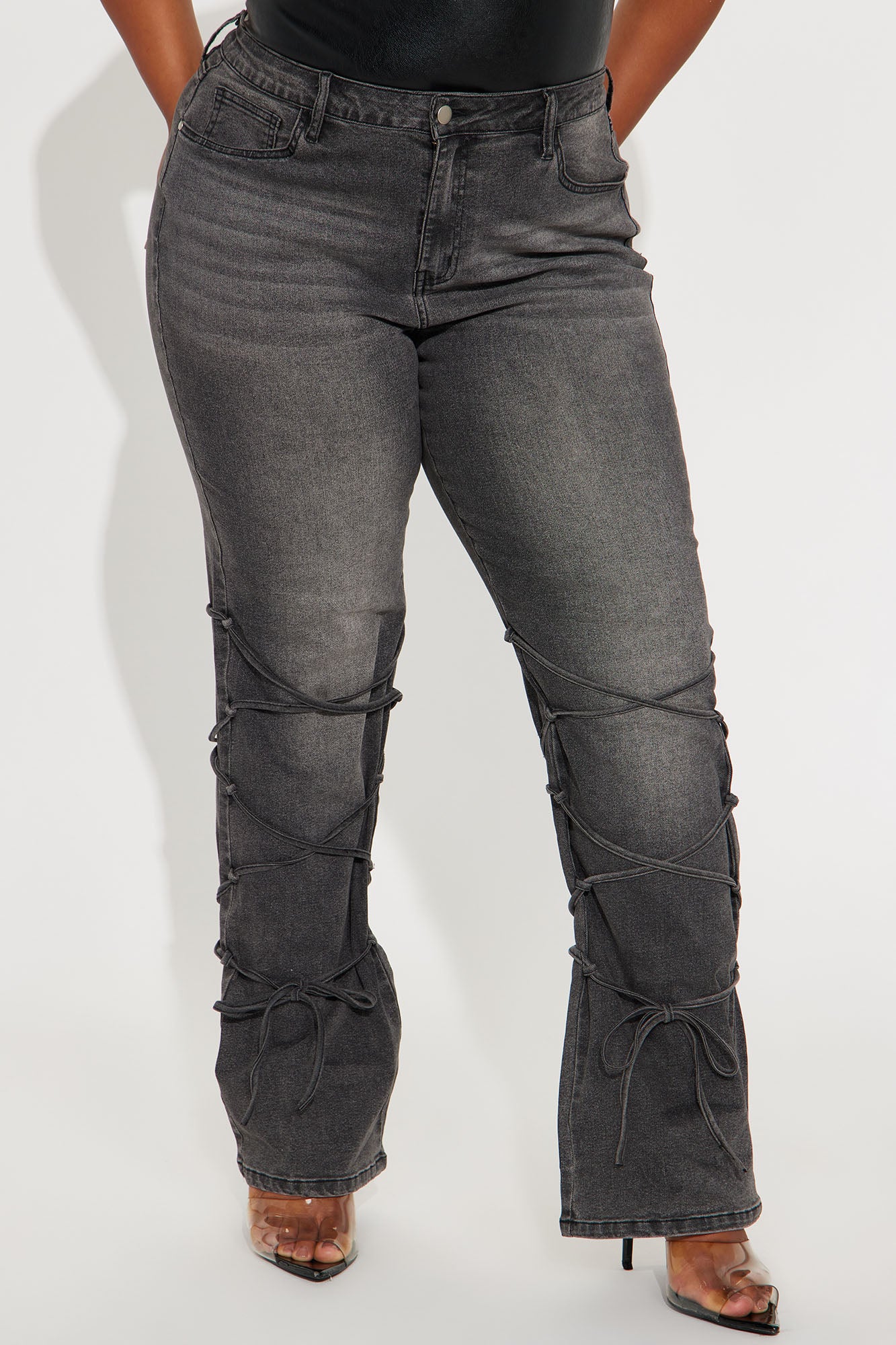 Be For Real Womens High Rise Bootcut Jeans - Black Wash - Image 6