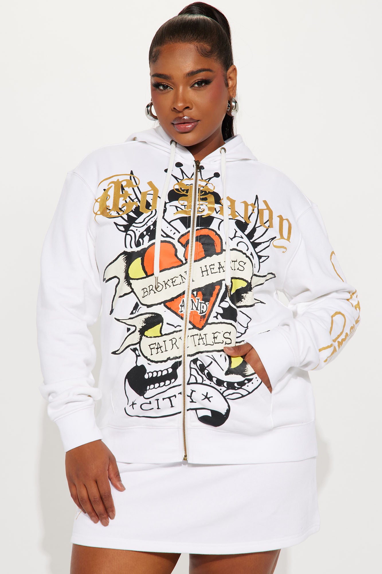 Ed Hardy Broken Hearts Skirt Set - White - Image 8