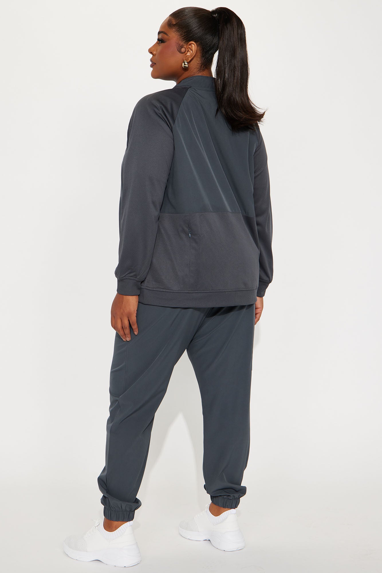 Full Shift Stretch Scrub Uniform Zip Up Jacket - Charcoal - Image 7
