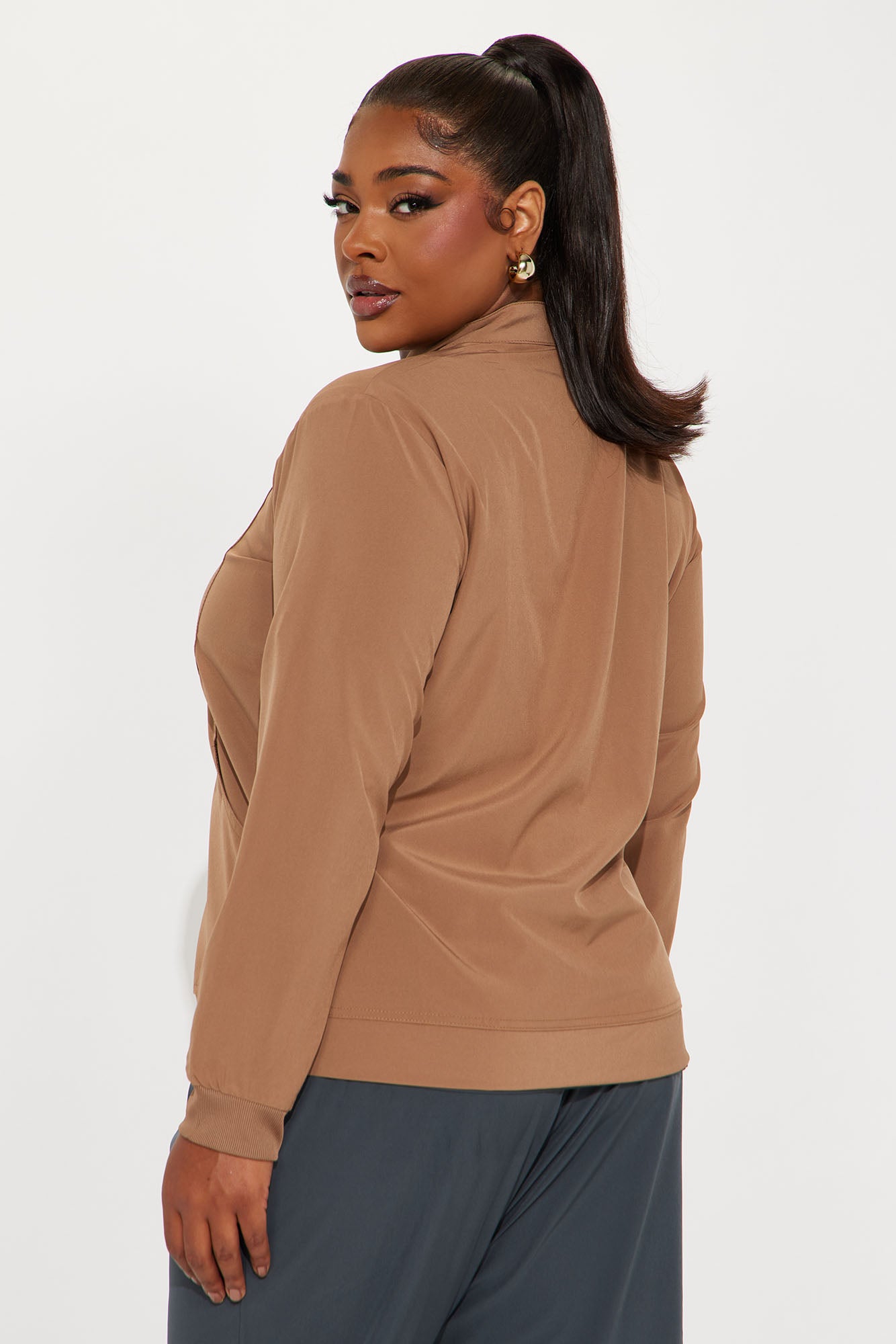 On The Daily Scrub Uniform Zip Up Jacket - Chocolate - Image 7