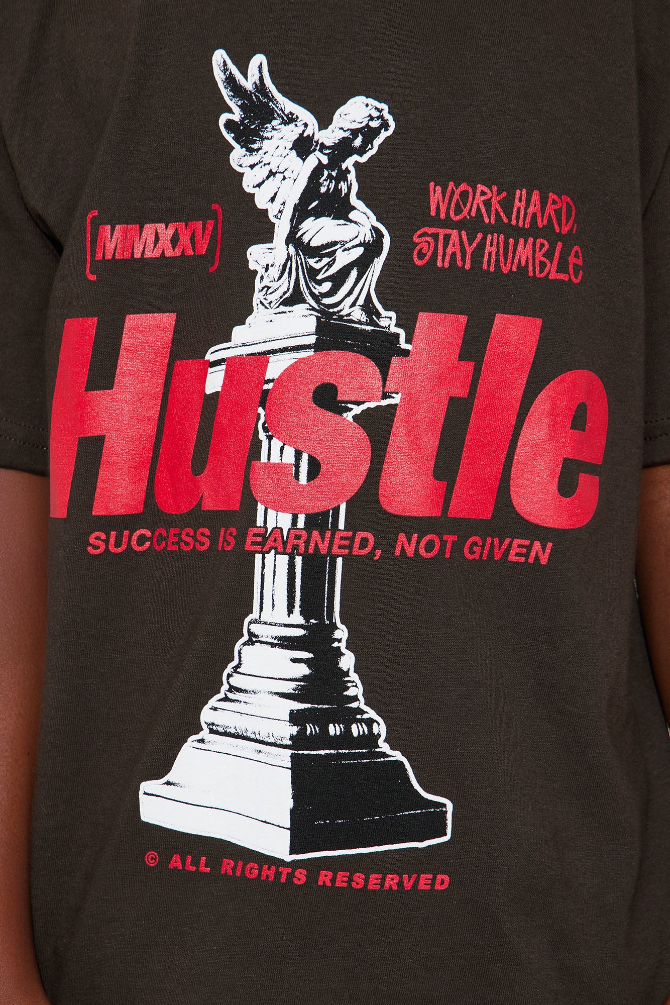 Mini All About The Hustle Short Sleeve Graphic Tee - Chocolate - Image 3