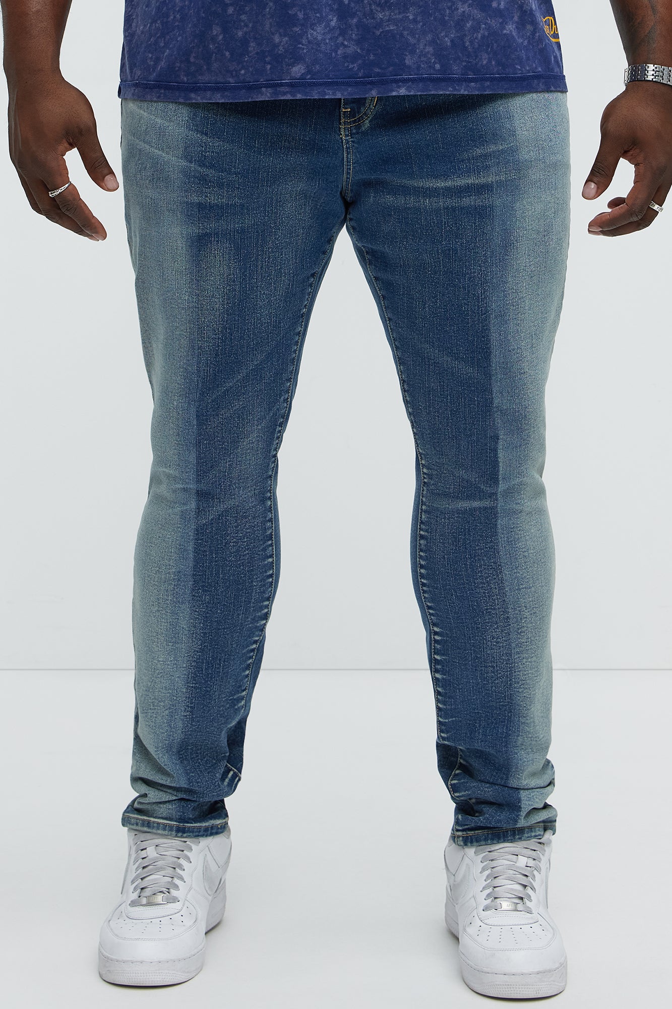Split Shadow Stacked Skinny Jeans - Medium Wash - Image 6