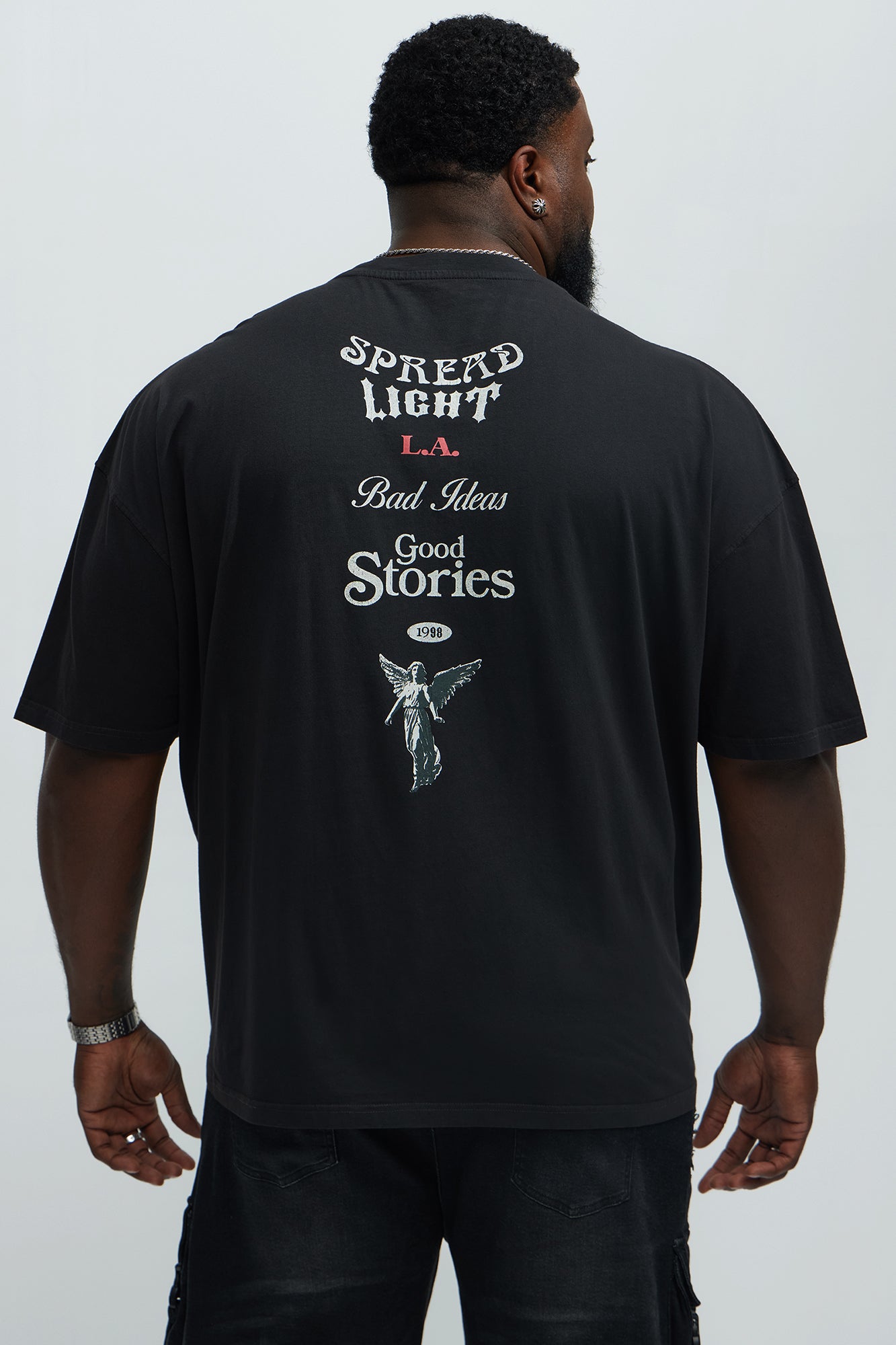 Spread Light Oversized Short Sleeve Tee - Black Wash - Image 7