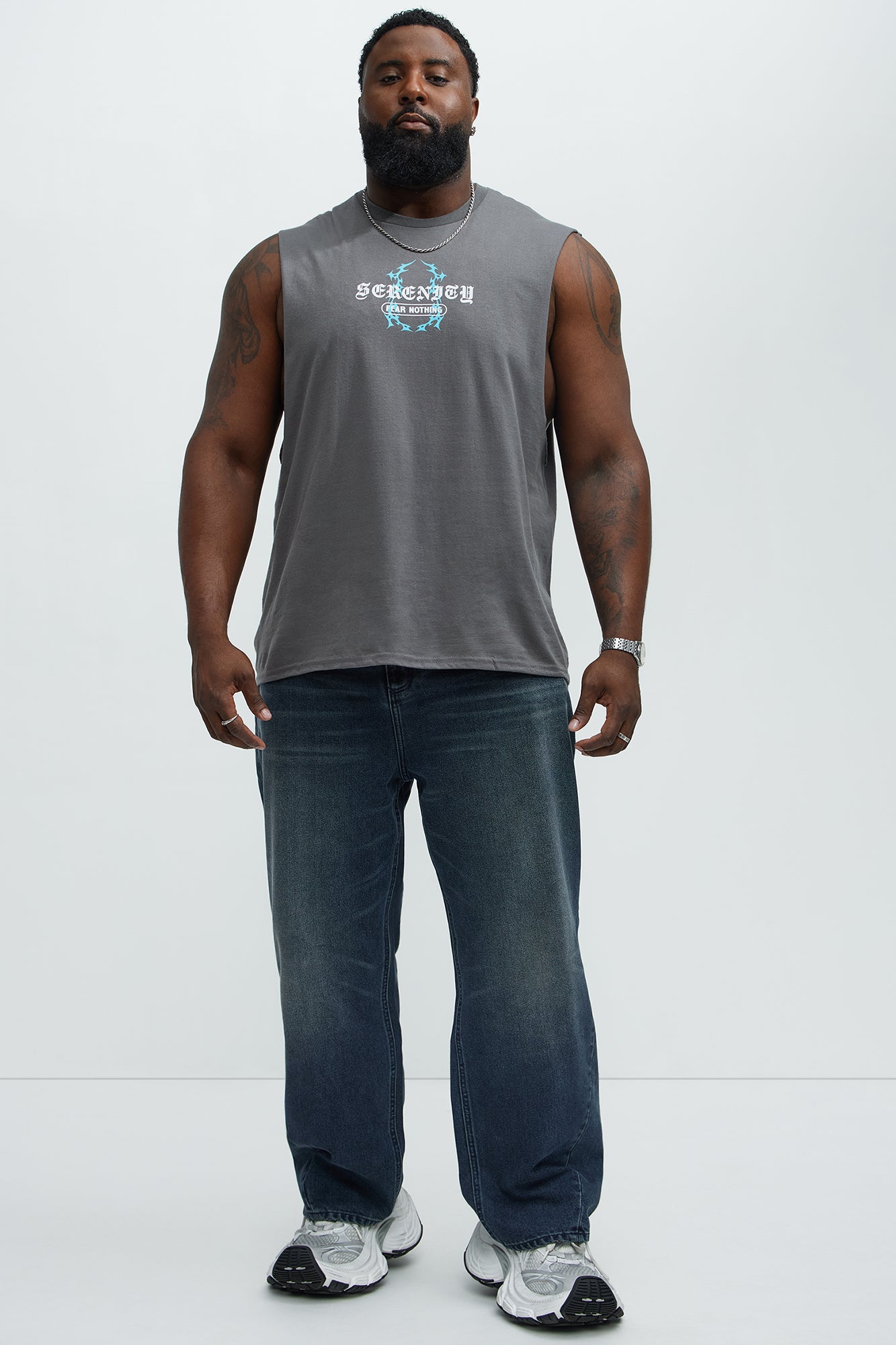 Serenity Fear Nothing Muscle Tee - Charcoal - Image 6