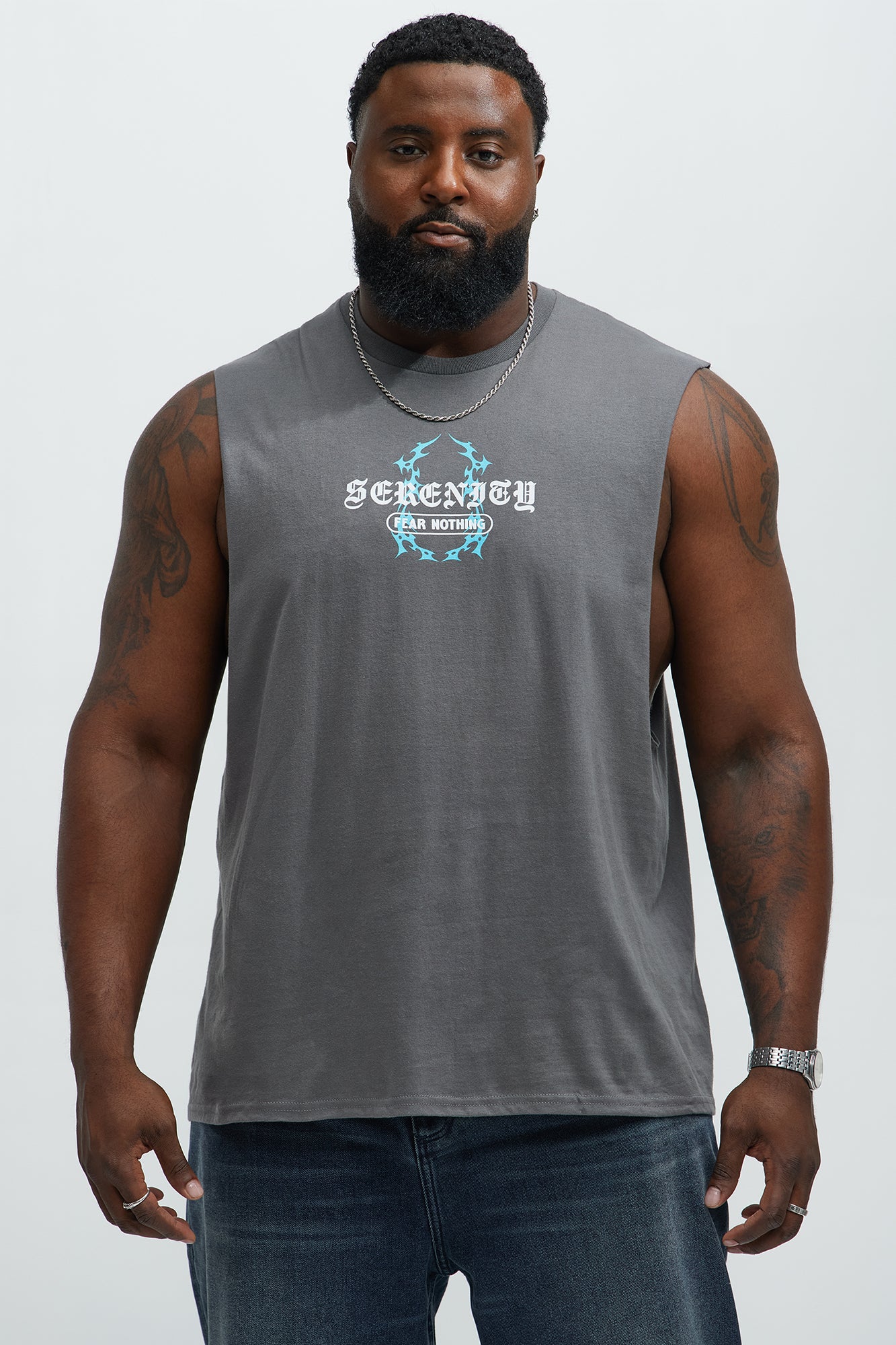 Serenity Fear Nothing Muscle Tee - Charcoal - Image 5