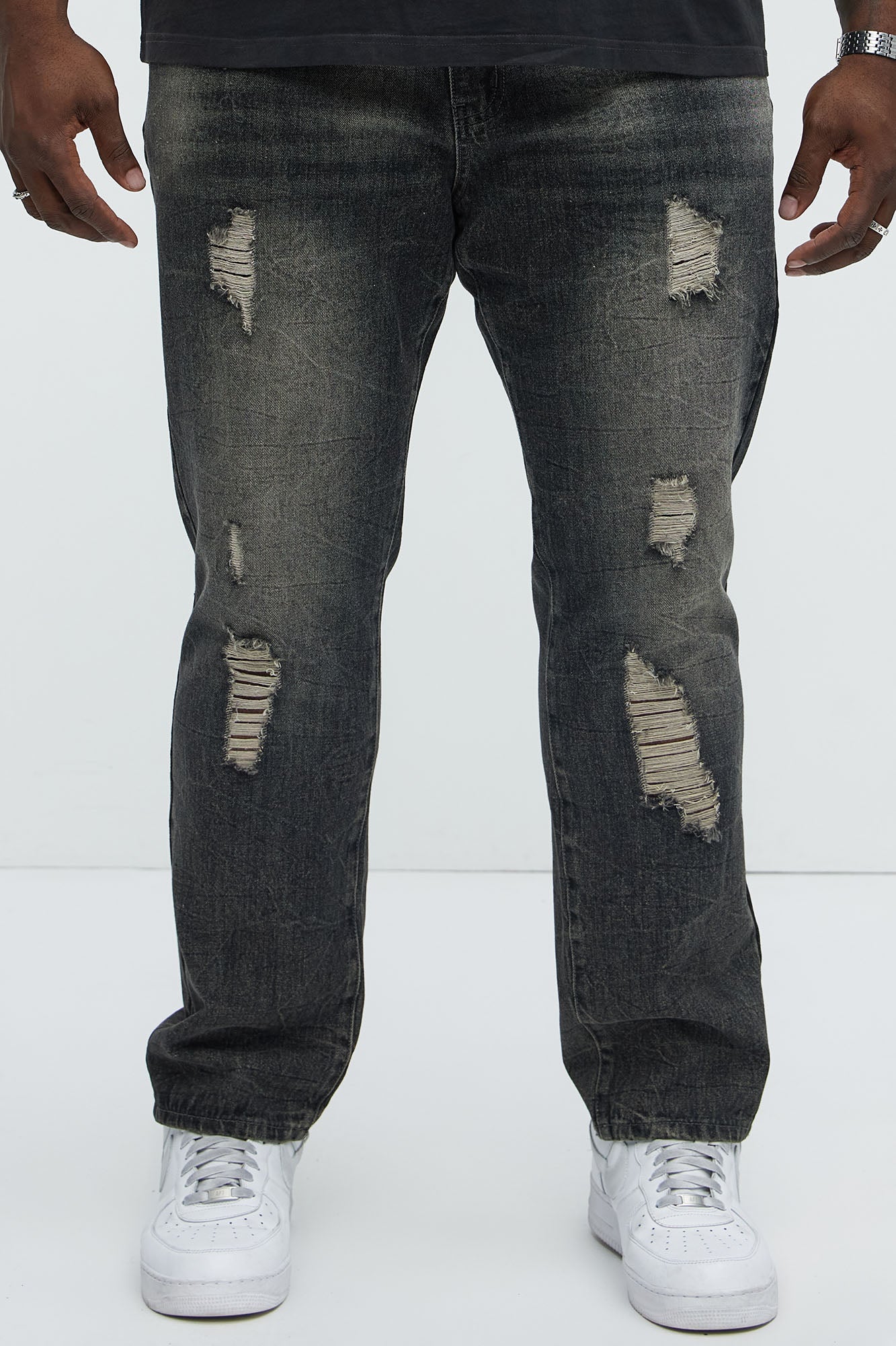 Back In The Valley Distressed Slim Jeans - Black Wash - Image 6