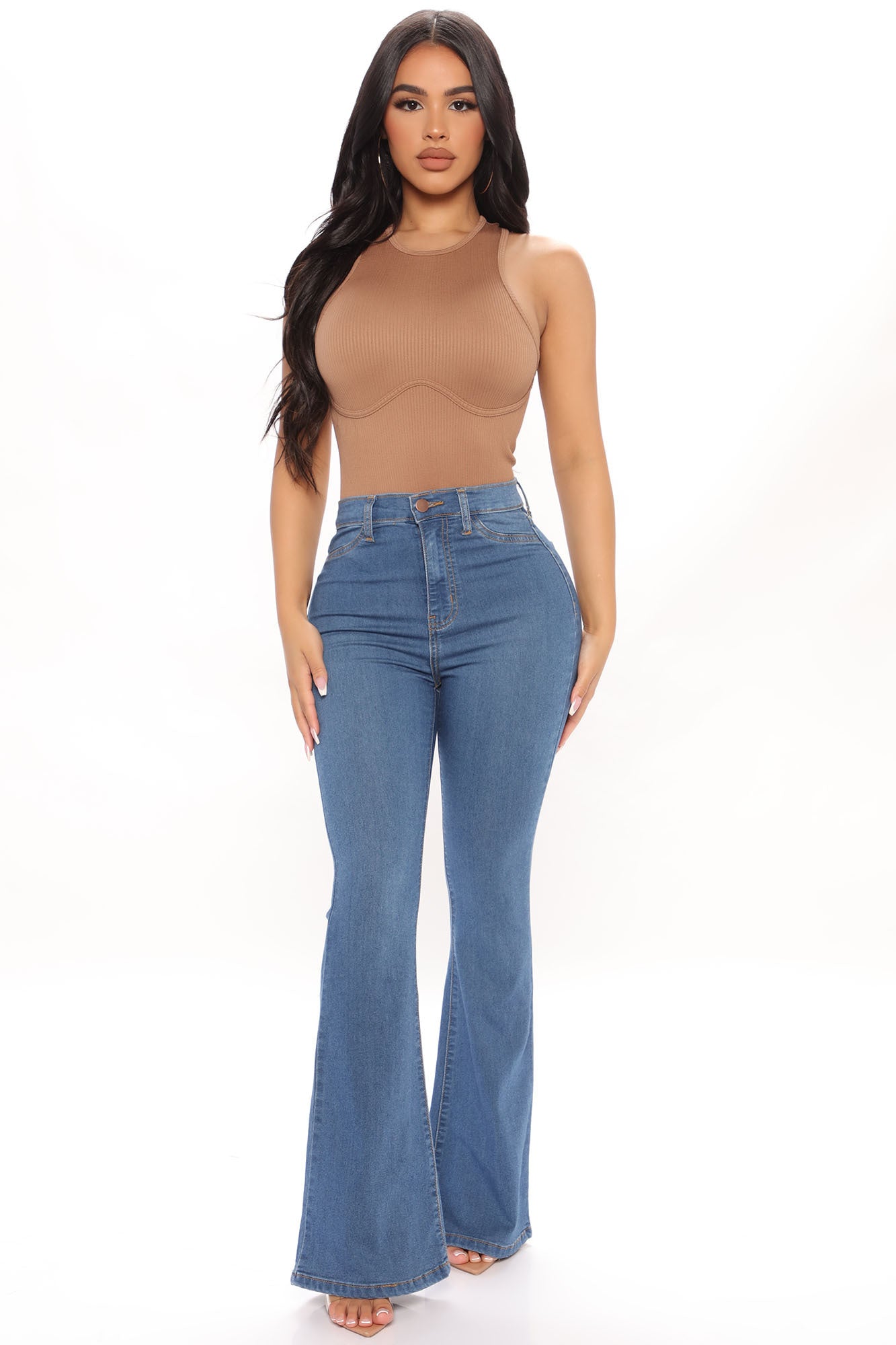 Petite Deep In My Soul Flare Jeans - Medium Blue Wash - Image 3