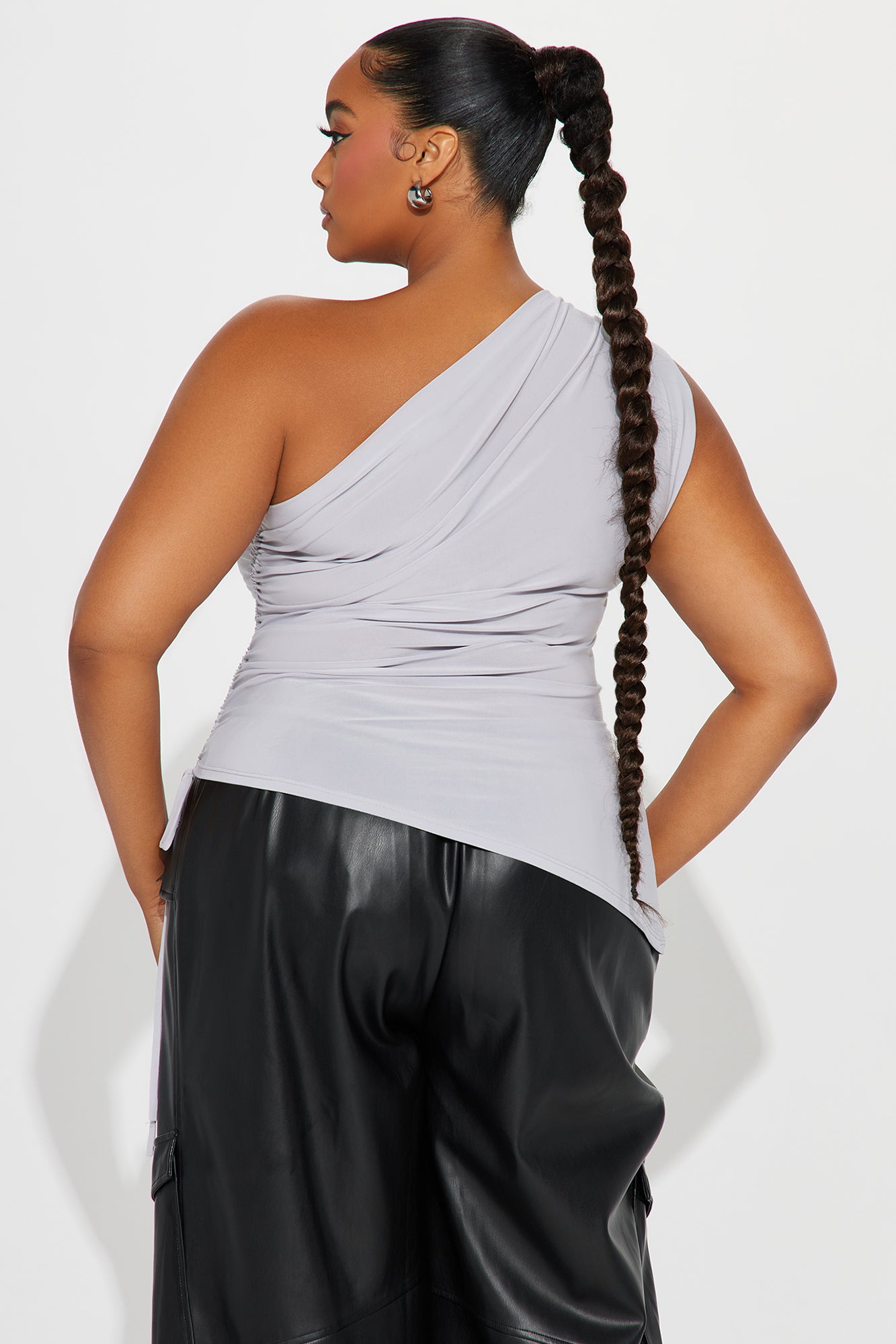 Alaia One Shoulder Top - Grey - Image 6