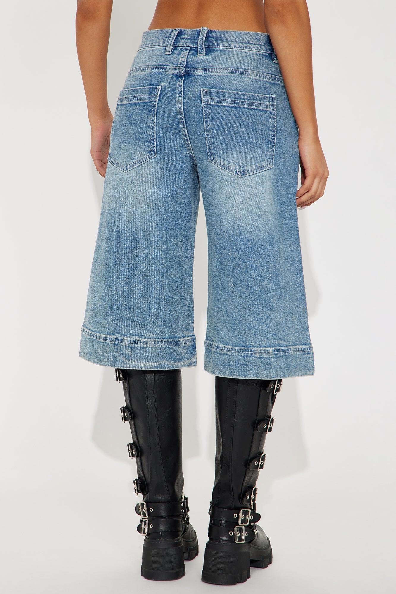 Not A Chance Denim Jorts - Light Wash - Image 3