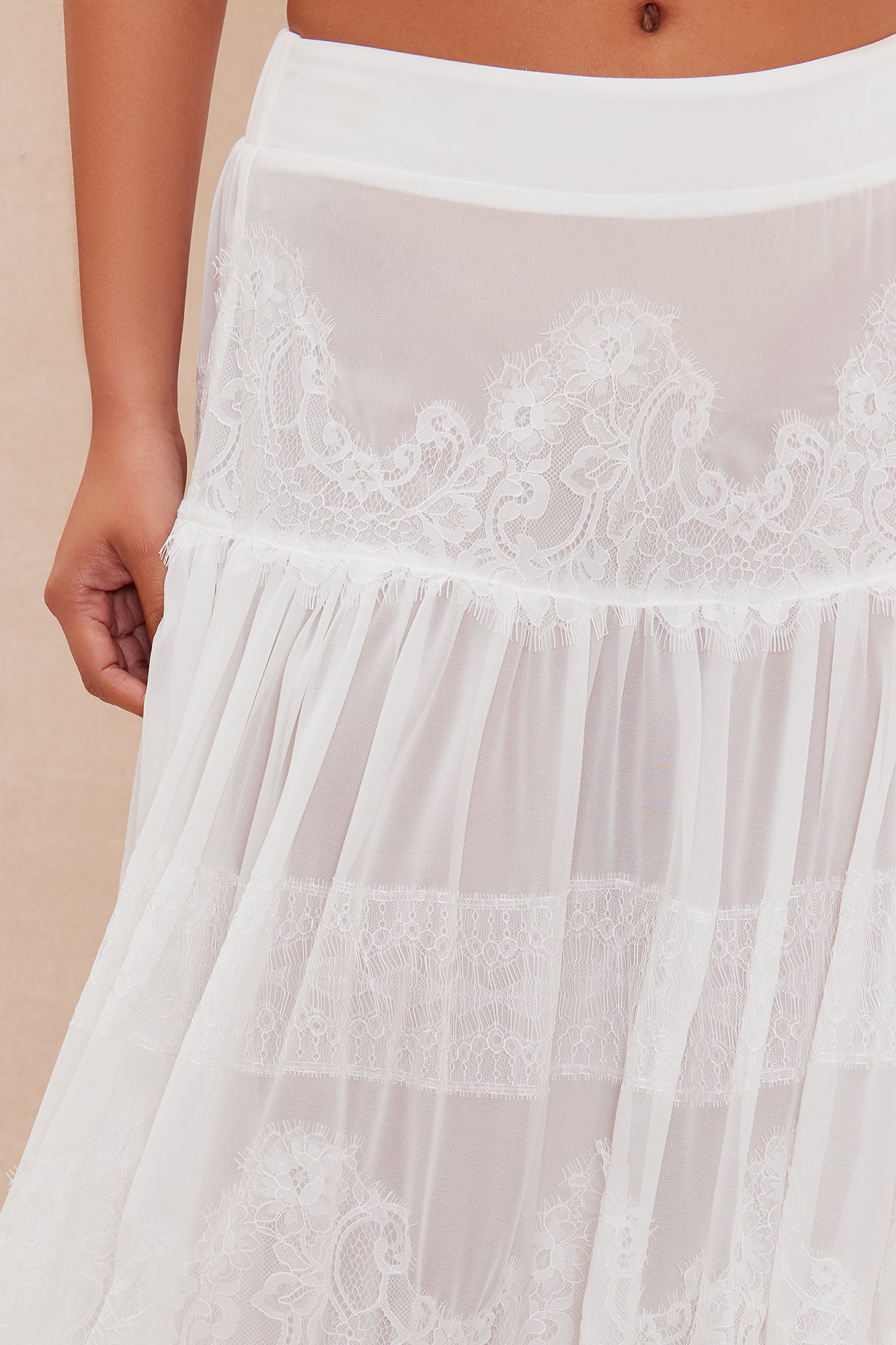 Odette Lace Maxi Skirt - White - Image 4