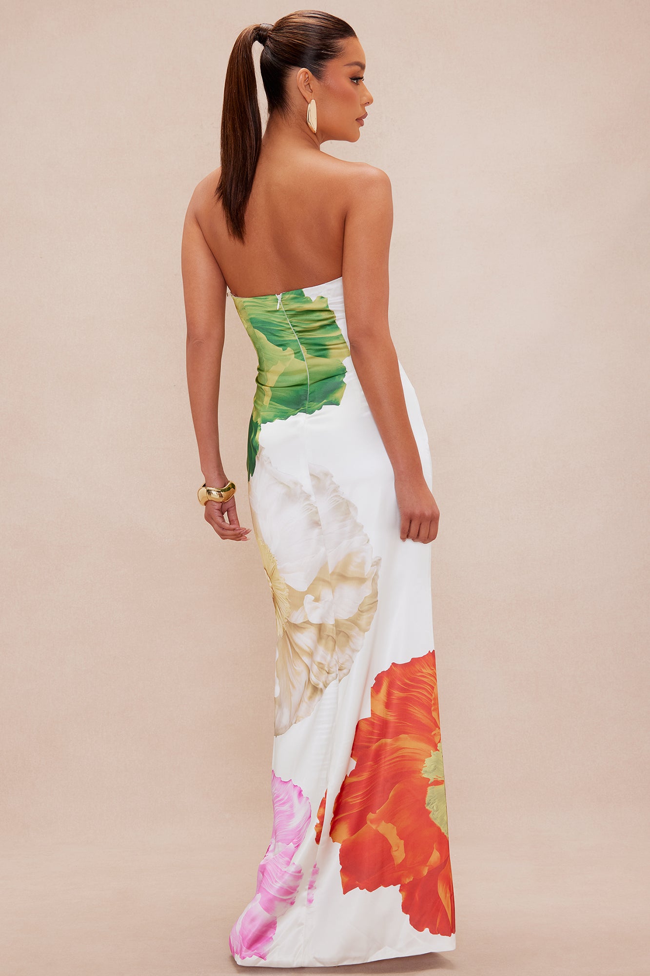 Alana Satin Maxi Dress - White/combo - Image 4
